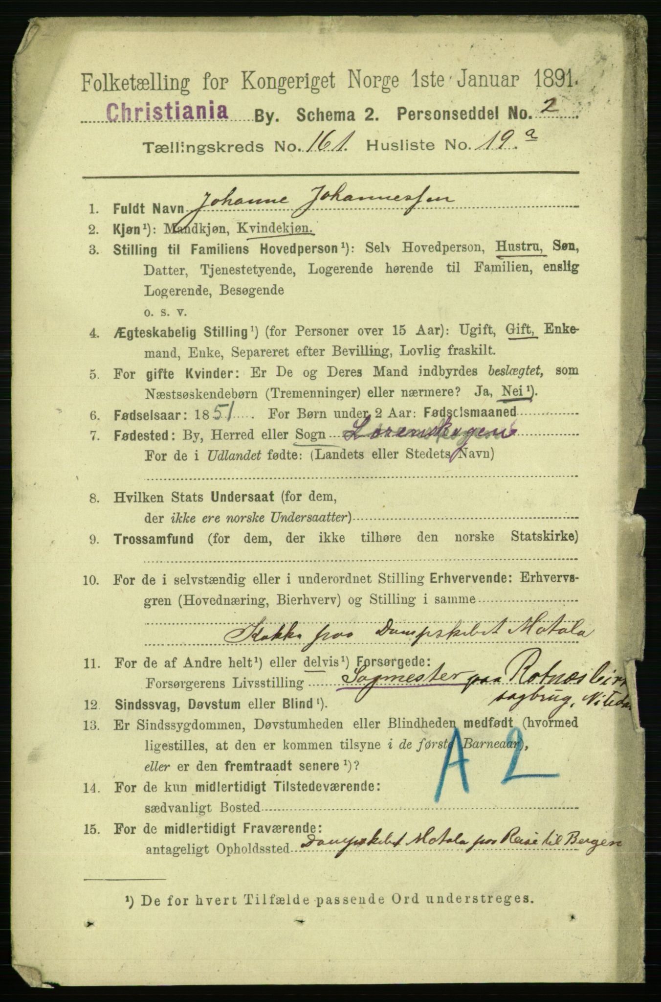 RA, 1891 census for 0301 Kristiania, 1891, p. 92127