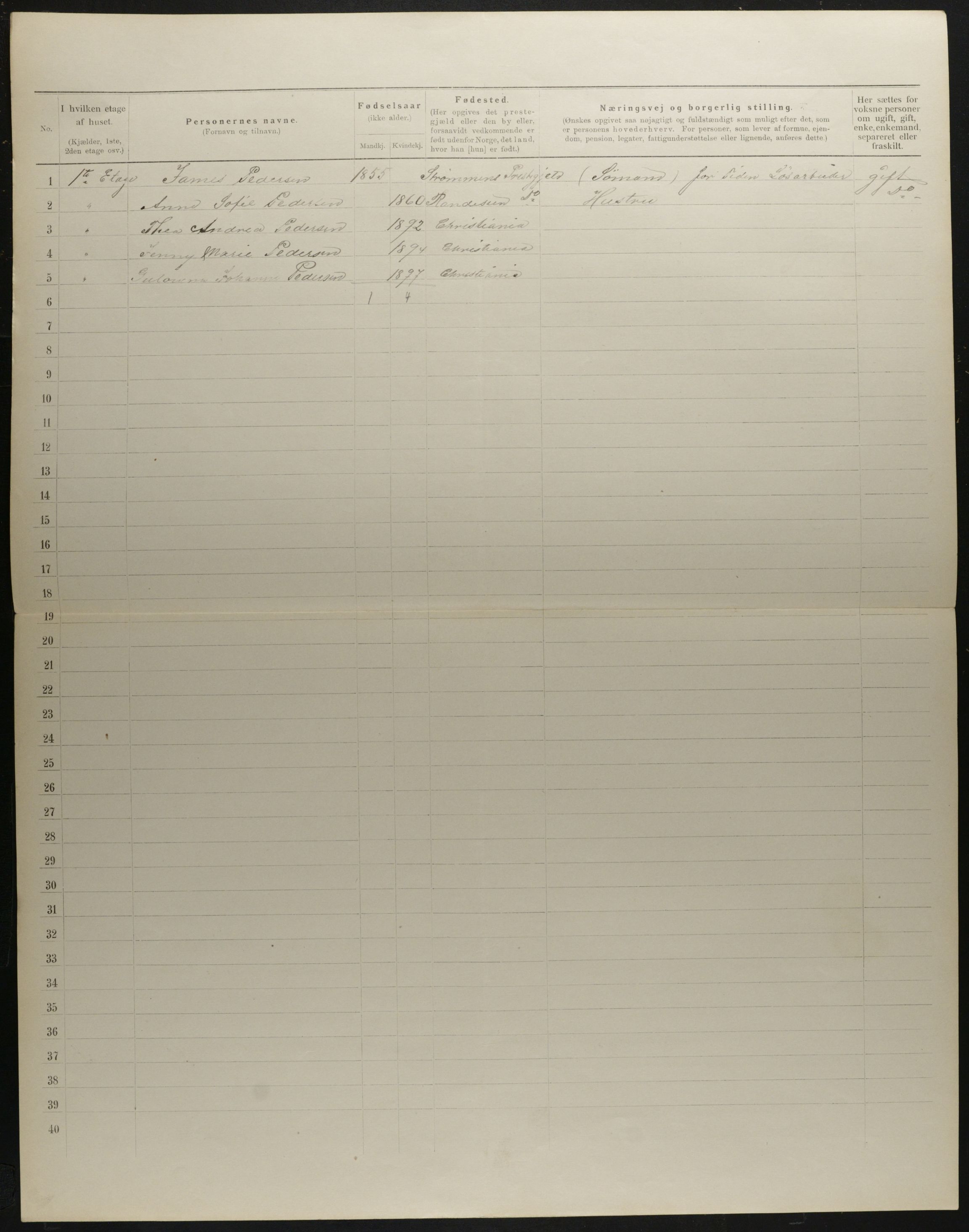 OBA, Municipal Census 1901 for Kristiania, 1901, p. 3458