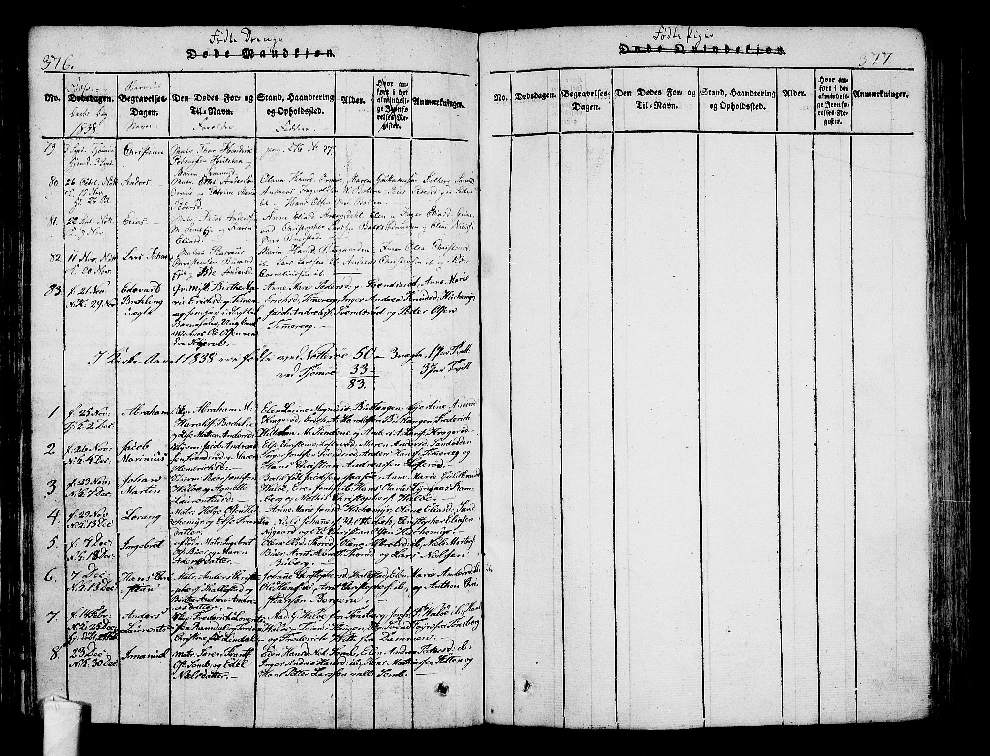 Nøtterøy kirkebøker, AV/SAKO-A-354/F/Fa/L0004: Parish register (official) no. I 4, 1814-1838, p. 376-377