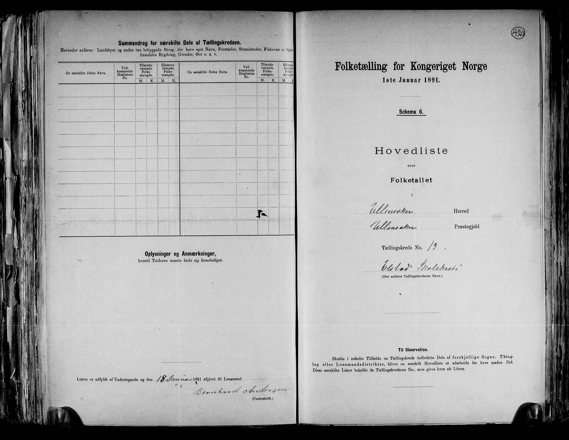 RA, 1891 census for 0235 Ullensaker, 1891, p. 31