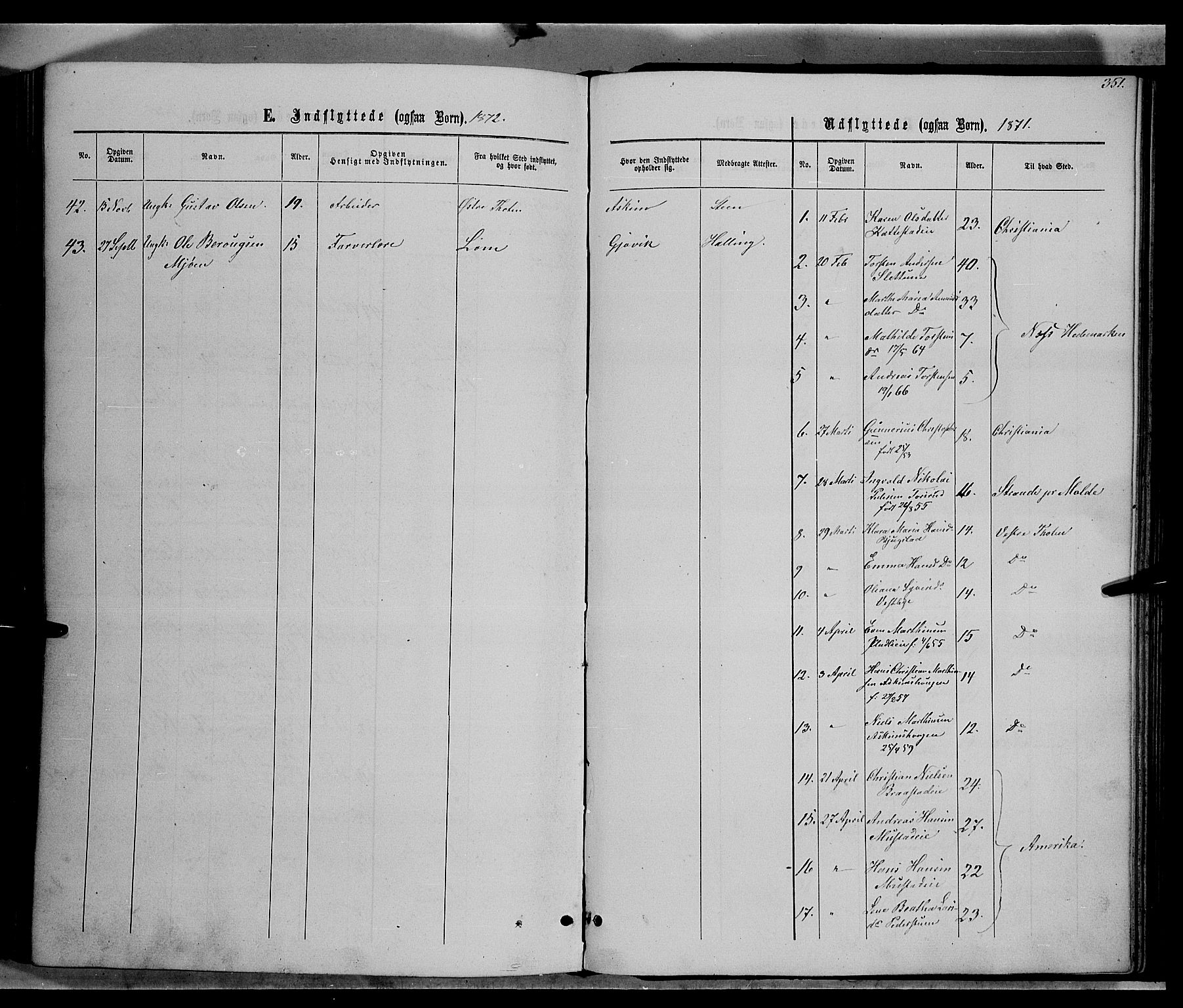 Vardal prestekontor, SAH/PREST-100/H/Ha/Hab/L0006: Parish register (copy) no. 6, 1869-1881, p. 351