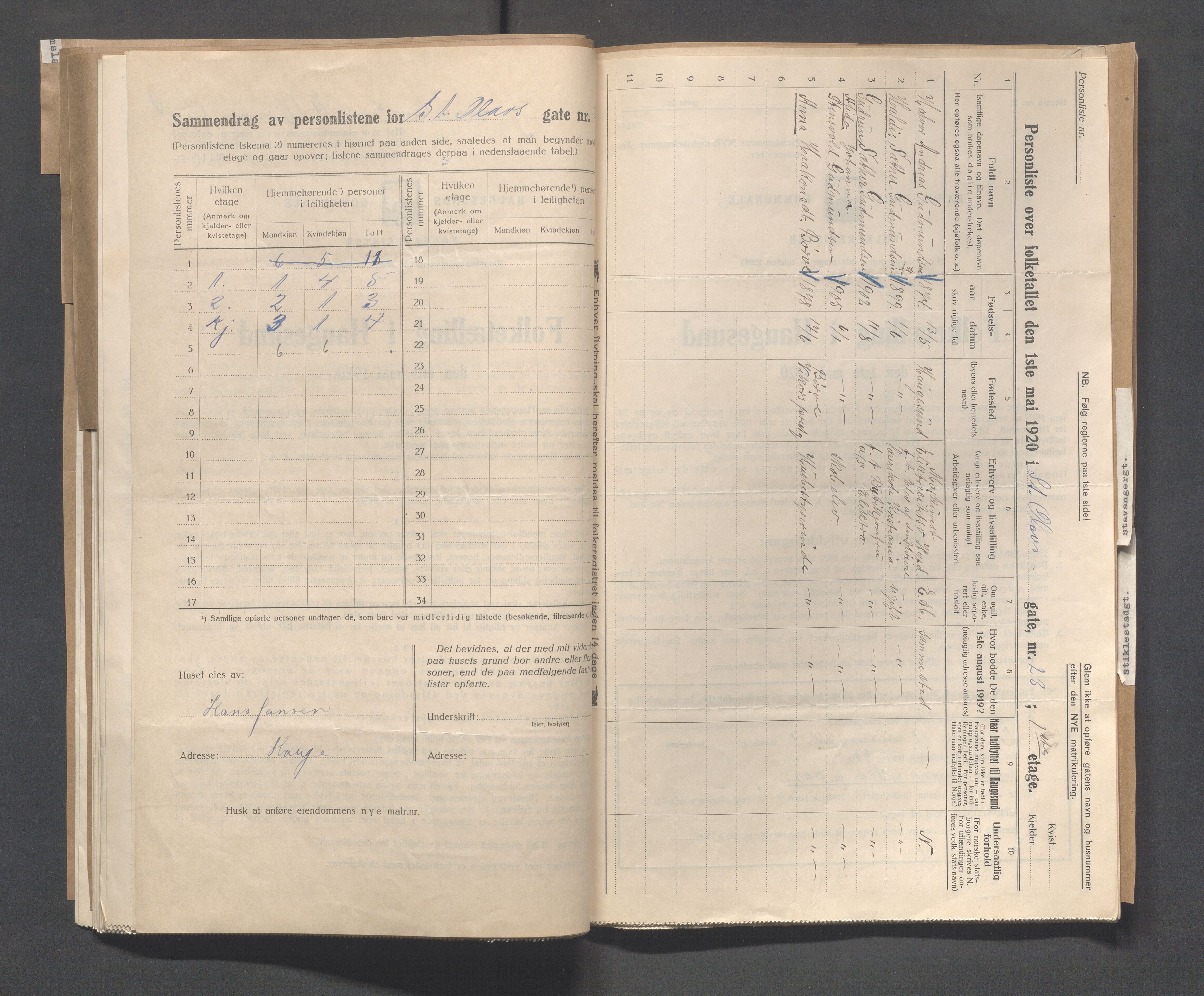 IKAR, Local census 1.5.1920 for Haugesund, 1920, p. 4069