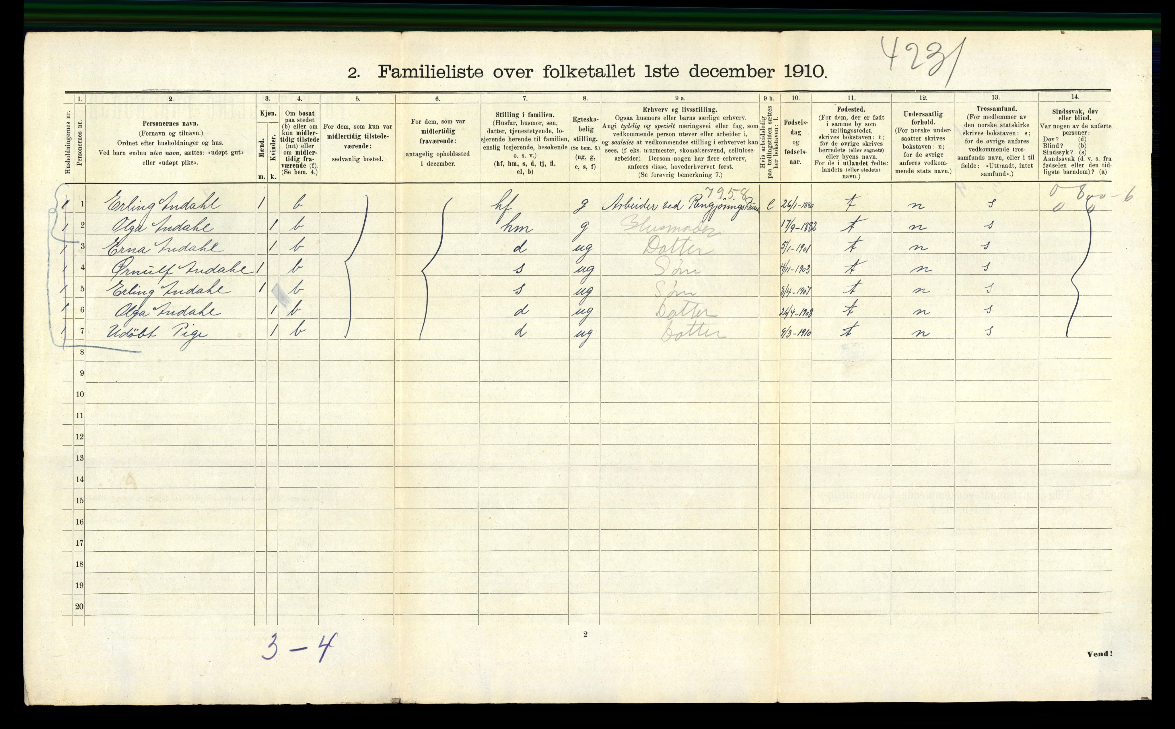 RA, 1910 census for Bergen, 1910, p. 16864