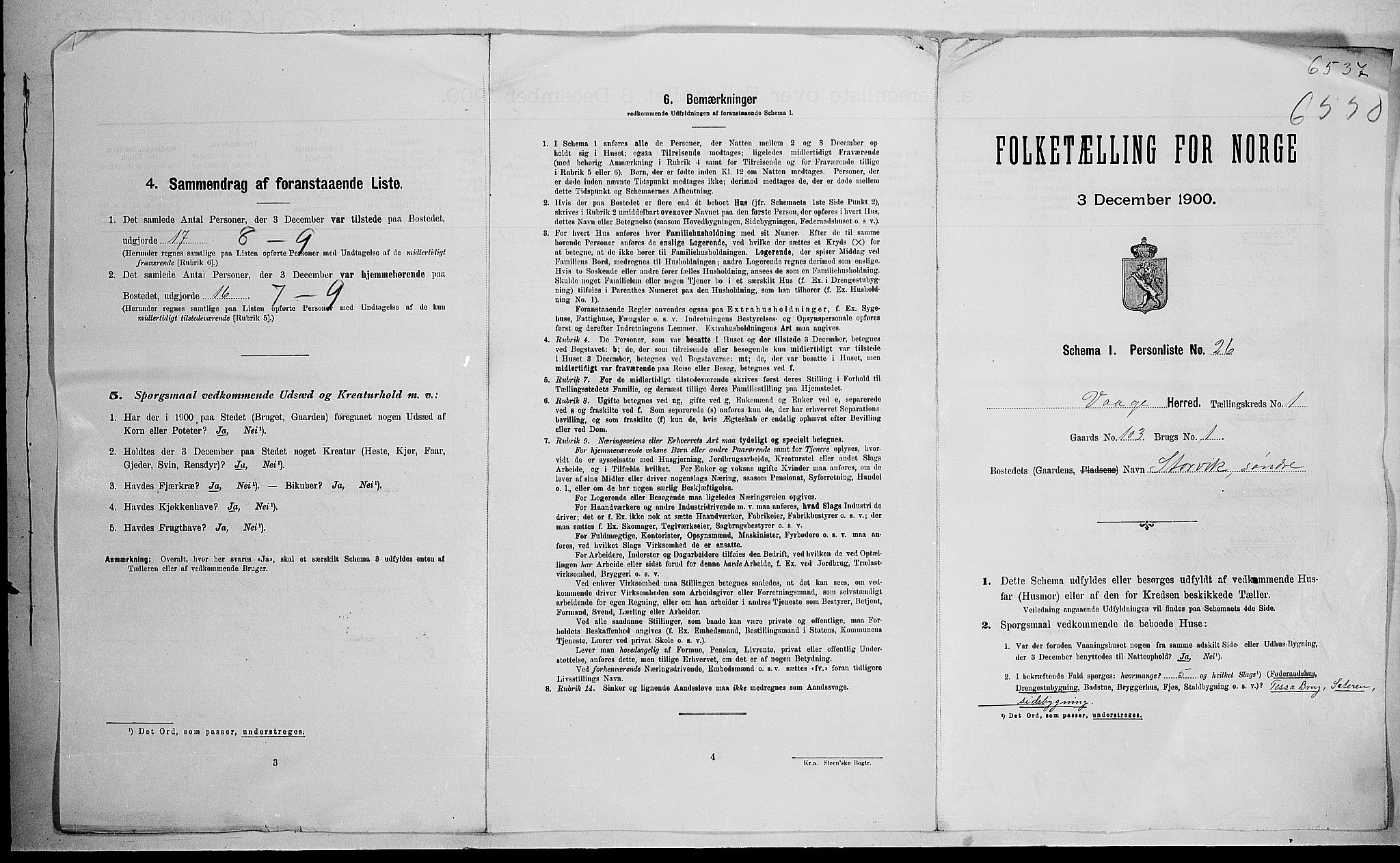 SAH, 1900 census for Vågå, 1900, p. 64