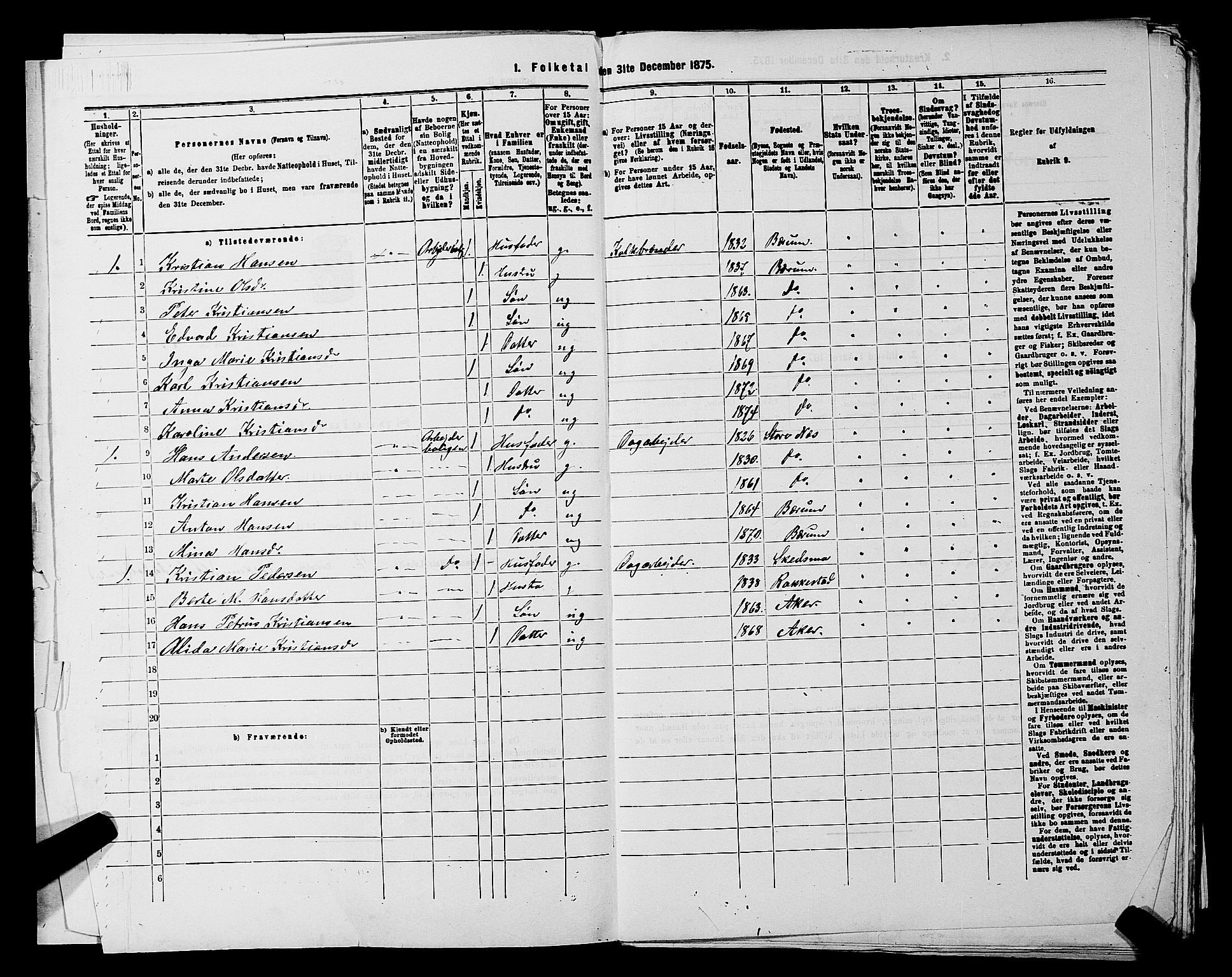 RA, 1875 census for 0220P Asker, 1875, p. 1158