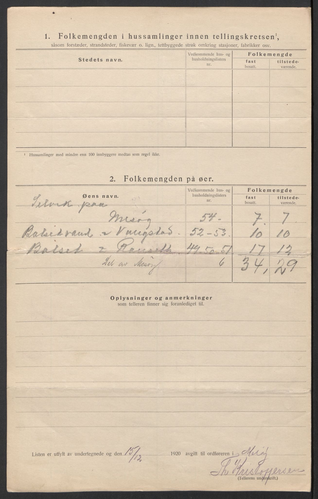 SAT, 1920 census for Meløy, 1920, p. 44