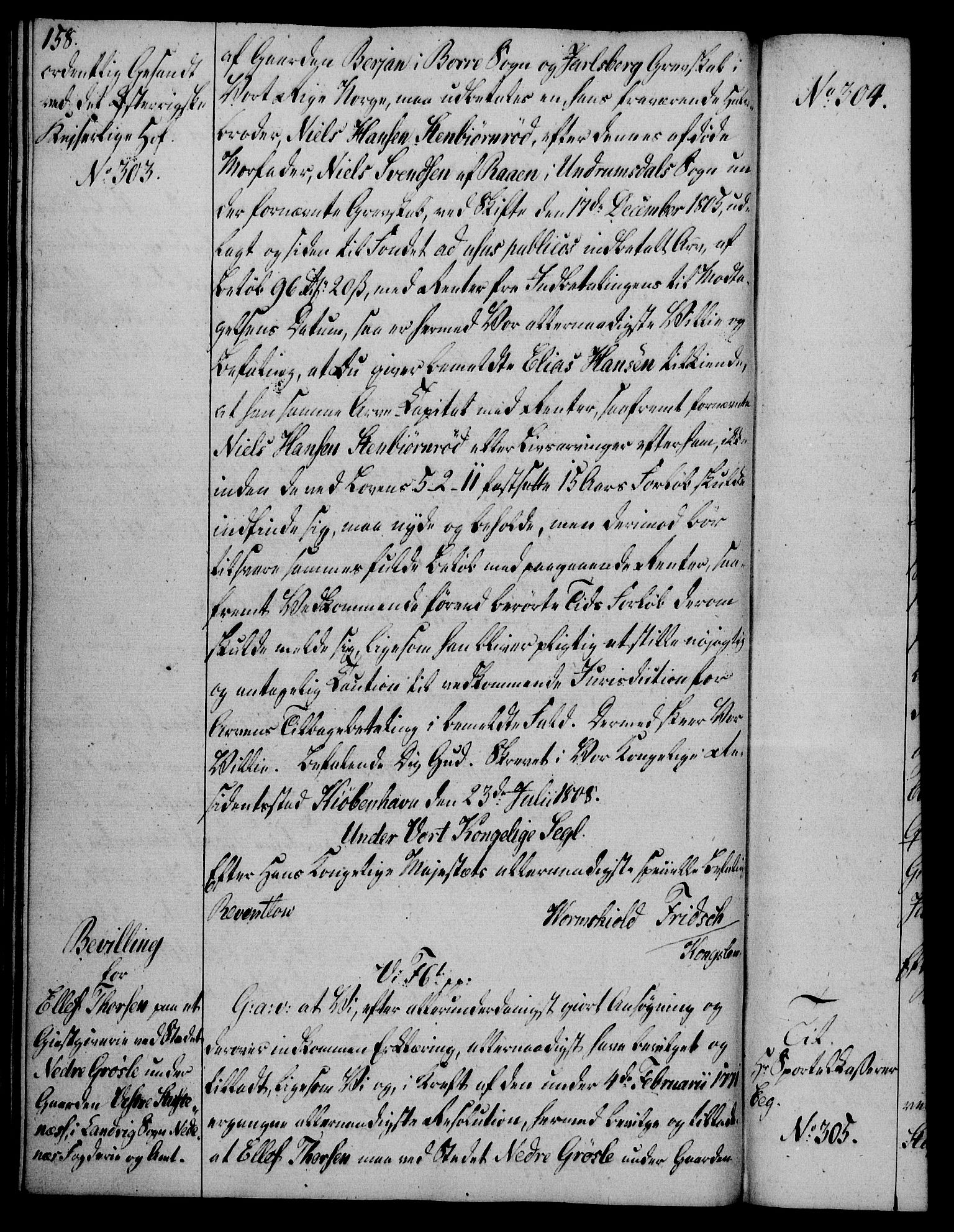 Rentekammeret, Kammerkanselliet, AV/RA-EA-3111/G/Gg/Gga/L0019: Norsk ekspedisjonsprotokoll med register (merket RK 53.19), 1807-1810, p. 158