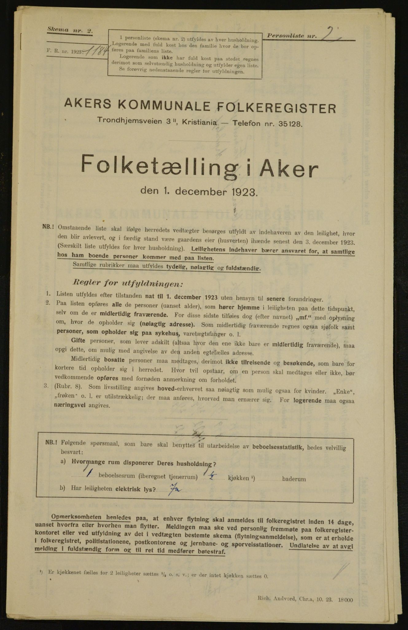 , Municipal Census 1923 for Aker, 1923, p. 29941