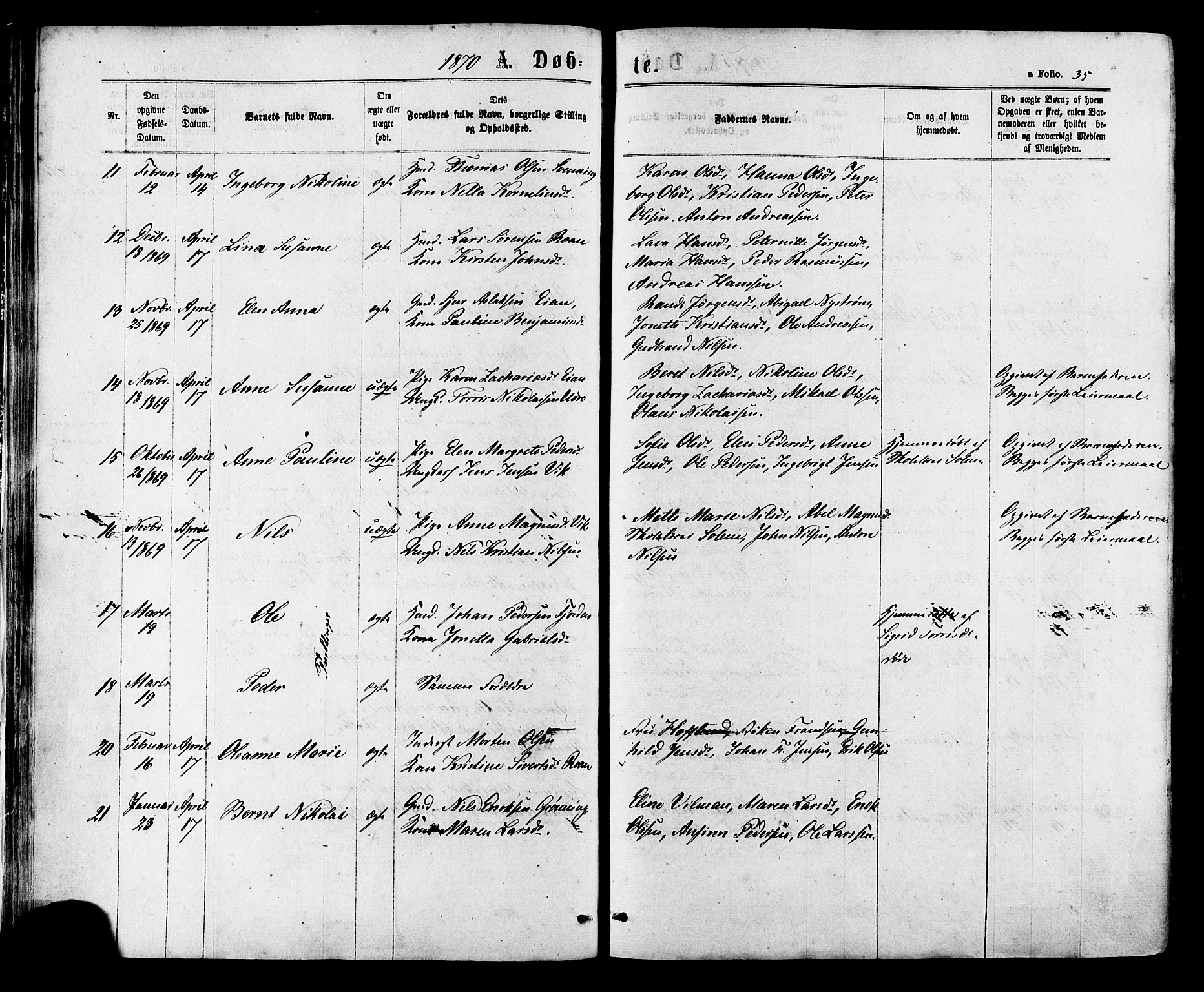 Ministerialprotokoller, klokkerbøker og fødselsregistre - Sør-Trøndelag, SAT/A-1456/657/L0706: Parish register (official) no. 657A07, 1867-1878, p. 35