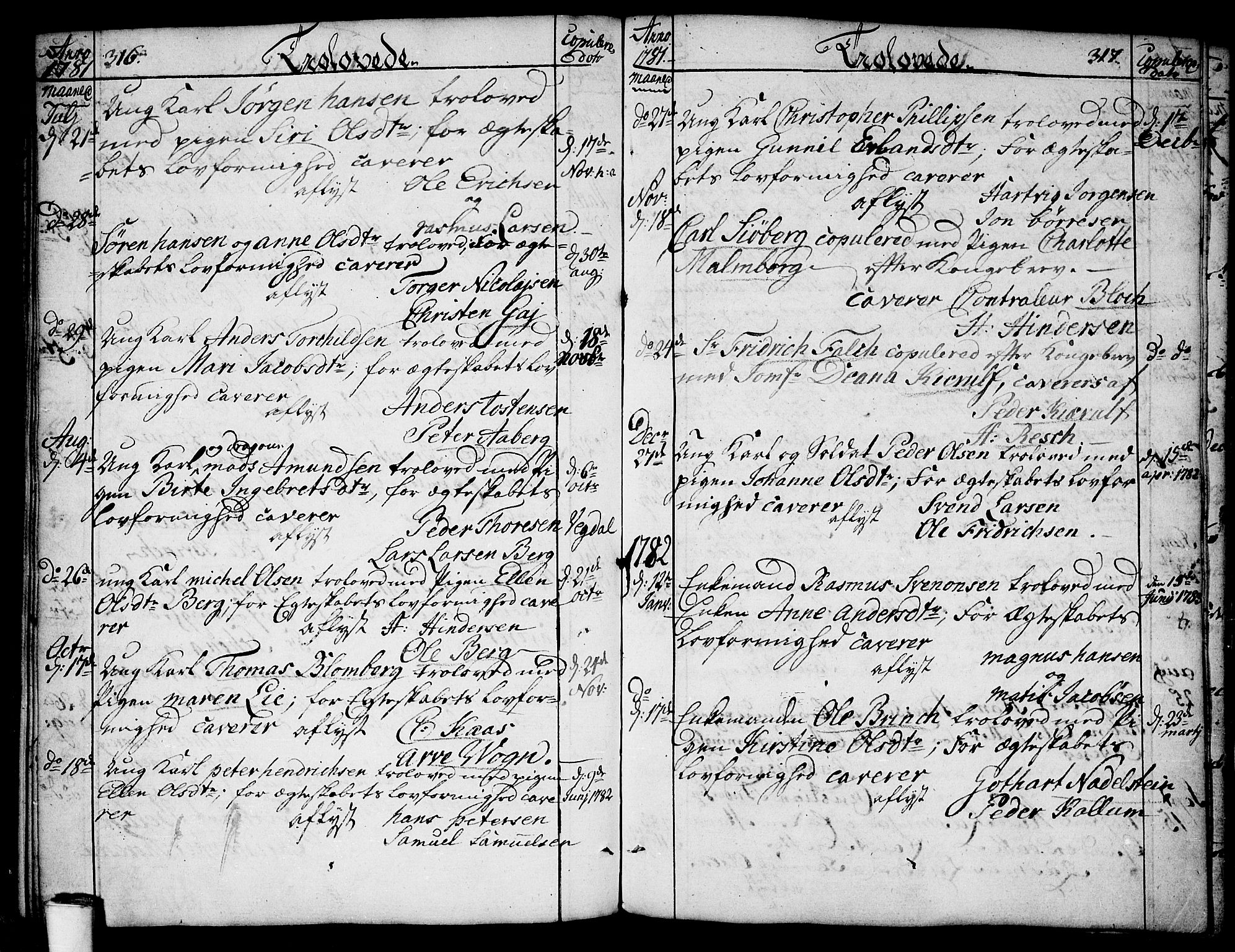 Moss prestekontor Kirkebøker, SAO/A-2003/F/Fa/L0003: Parish register (official) no. I 3, 1779-1814, p. 316-317