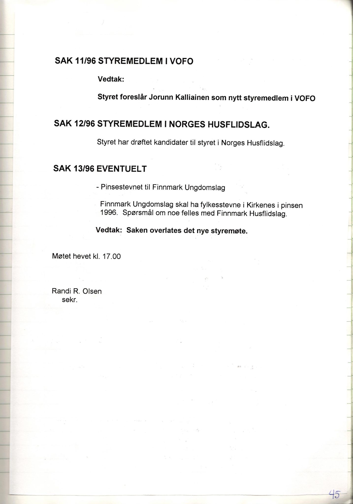 Finnmark Husflidslag, FMFB/A-1134/A/L0004: Møtebok, 1995-2000, p. 49