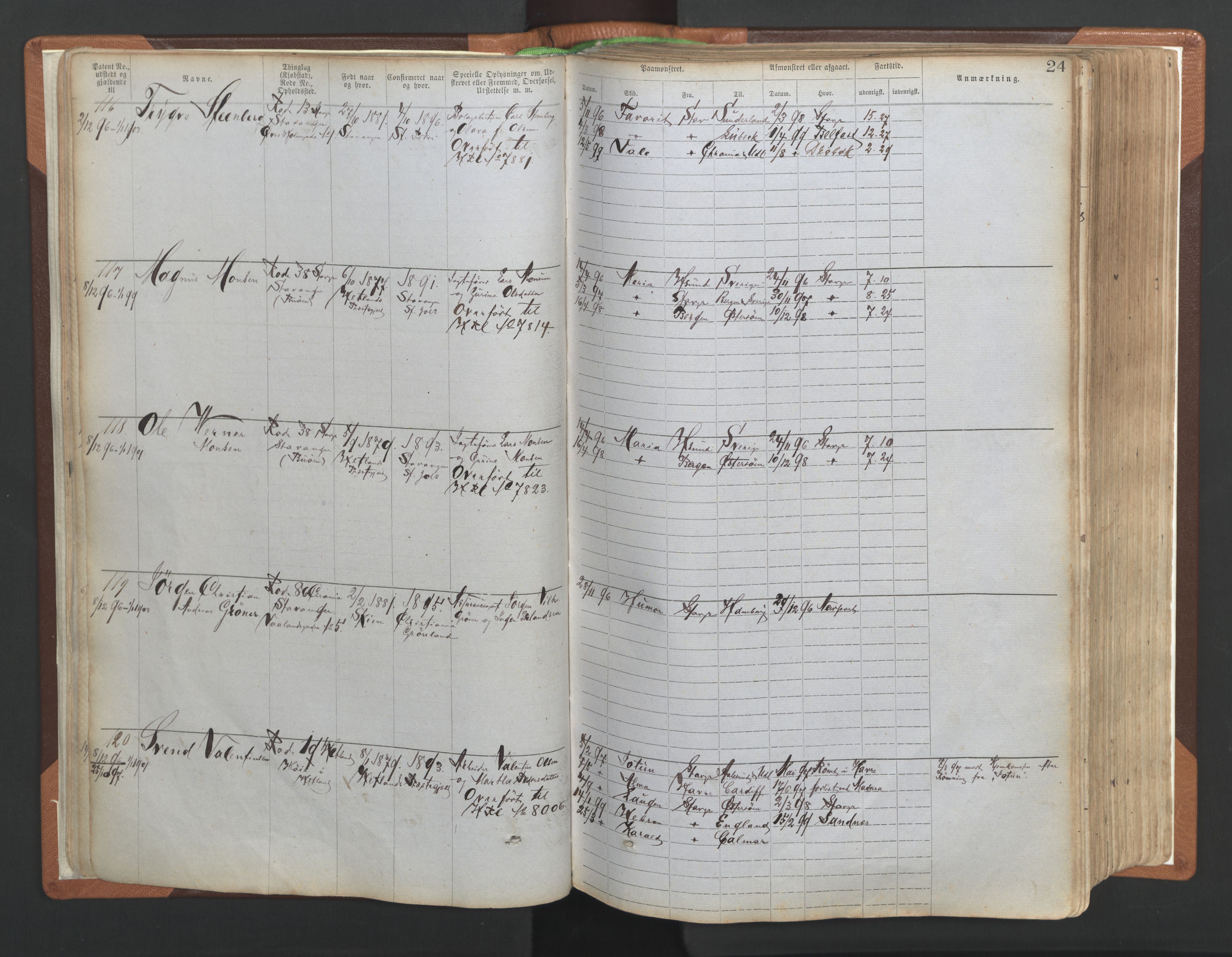 Stavanger sjømannskontor, AV/SAST-A-102006/F/Ff/L0004: Annotasjonsrulle No. 1, patentnr. 1-1785 (del 1), 1869-1900, p. 27