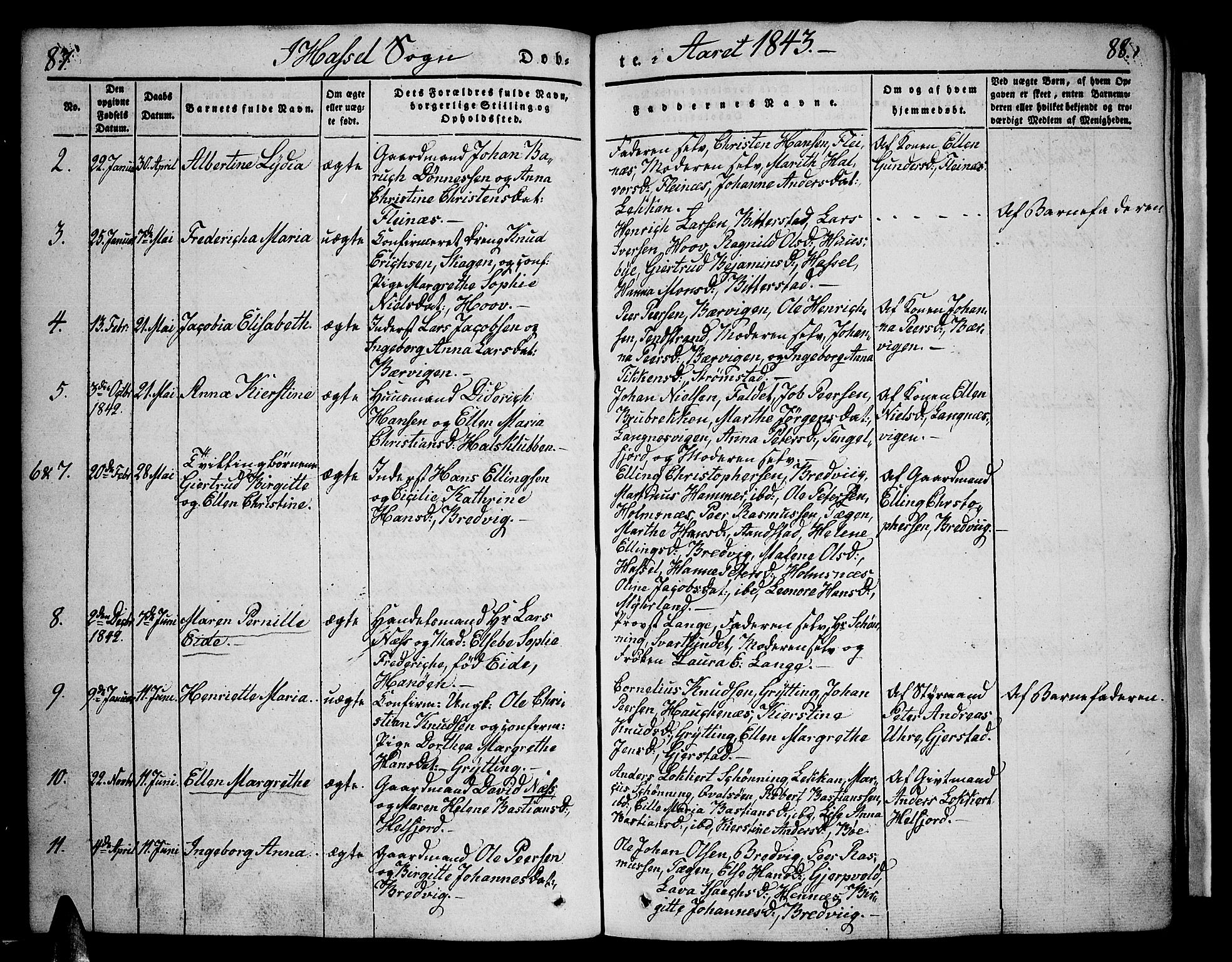 Ministerialprotokoller, klokkerbøker og fødselsregistre - Nordland, SAT/A-1459/888/L1239: Parish register (official) no. 888A06 /1, 1837-1849, p. 87-88