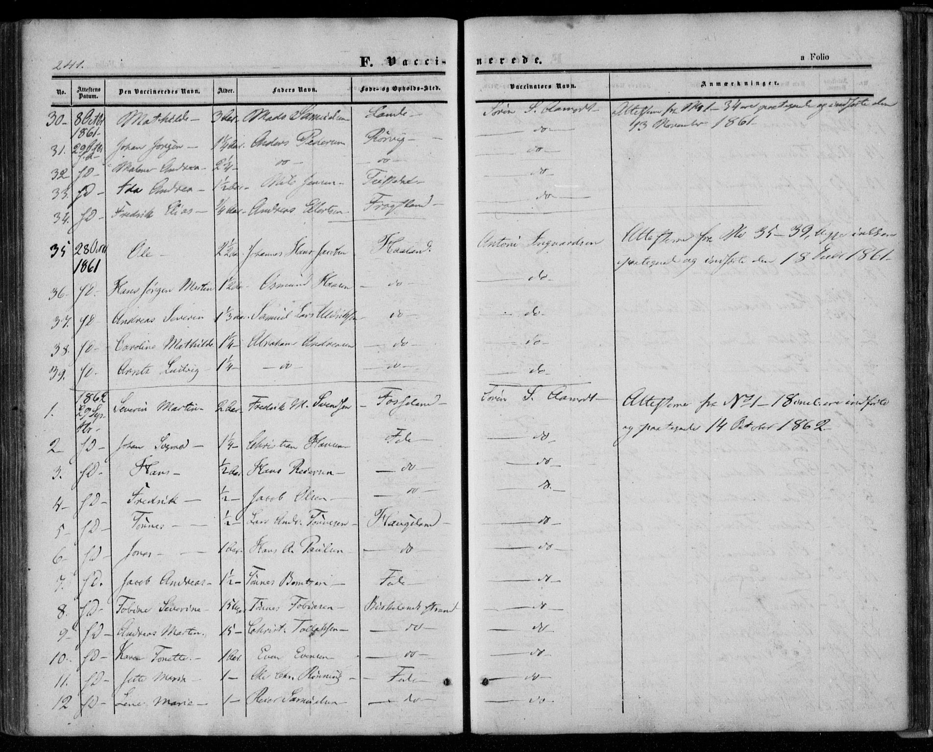 Kvinesdal sokneprestkontor, AV/SAK-1111-0026/F/Fa/Faa/L0002: Parish register (official) no. A 2, 1850-1876, p. 241