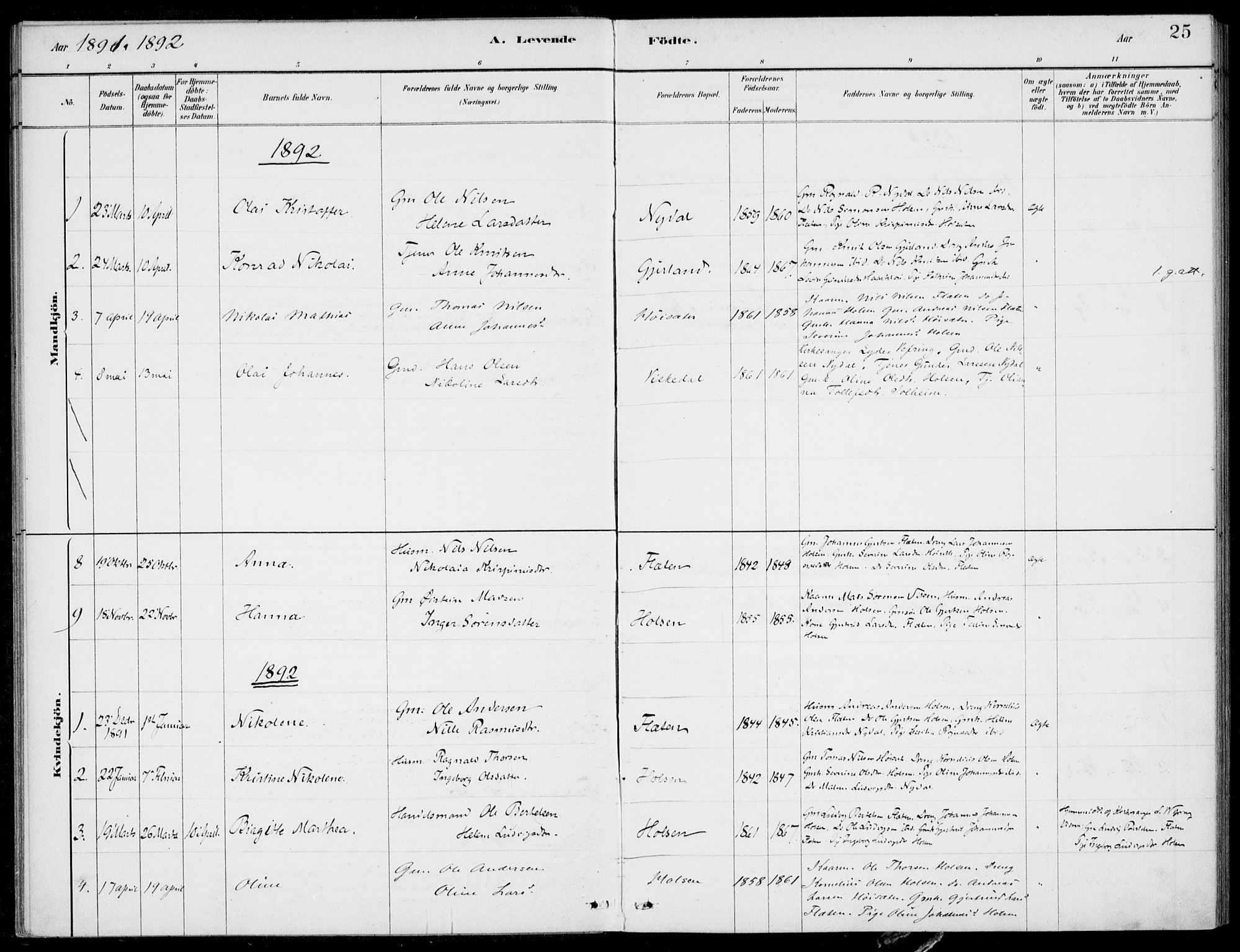 Førde sokneprestembete, SAB/A-79901/H/Haa/Haac/L0001: Parish register (official) no. C  1, 1881-1920, p. 25