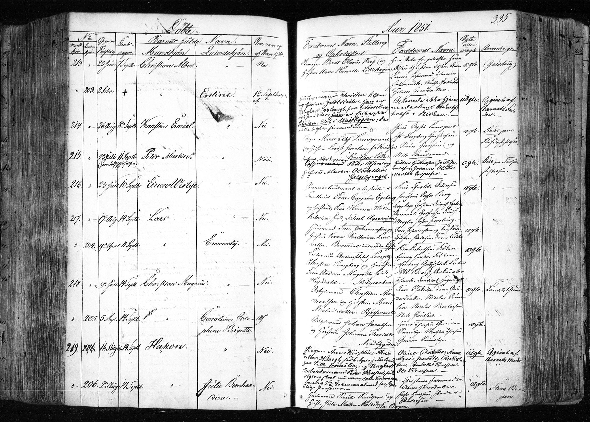 Aker prestekontor kirkebøker, SAO/A-10861/F/L0019: Parish register (official) no. 19, 1842-1852, p. 335