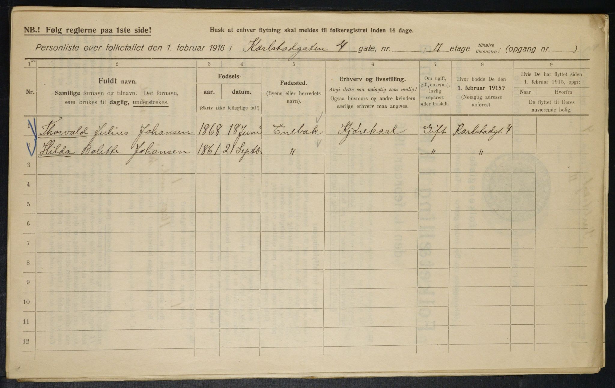 OBA, Municipal Census 1916 for Kristiania, 1916, p. 49999