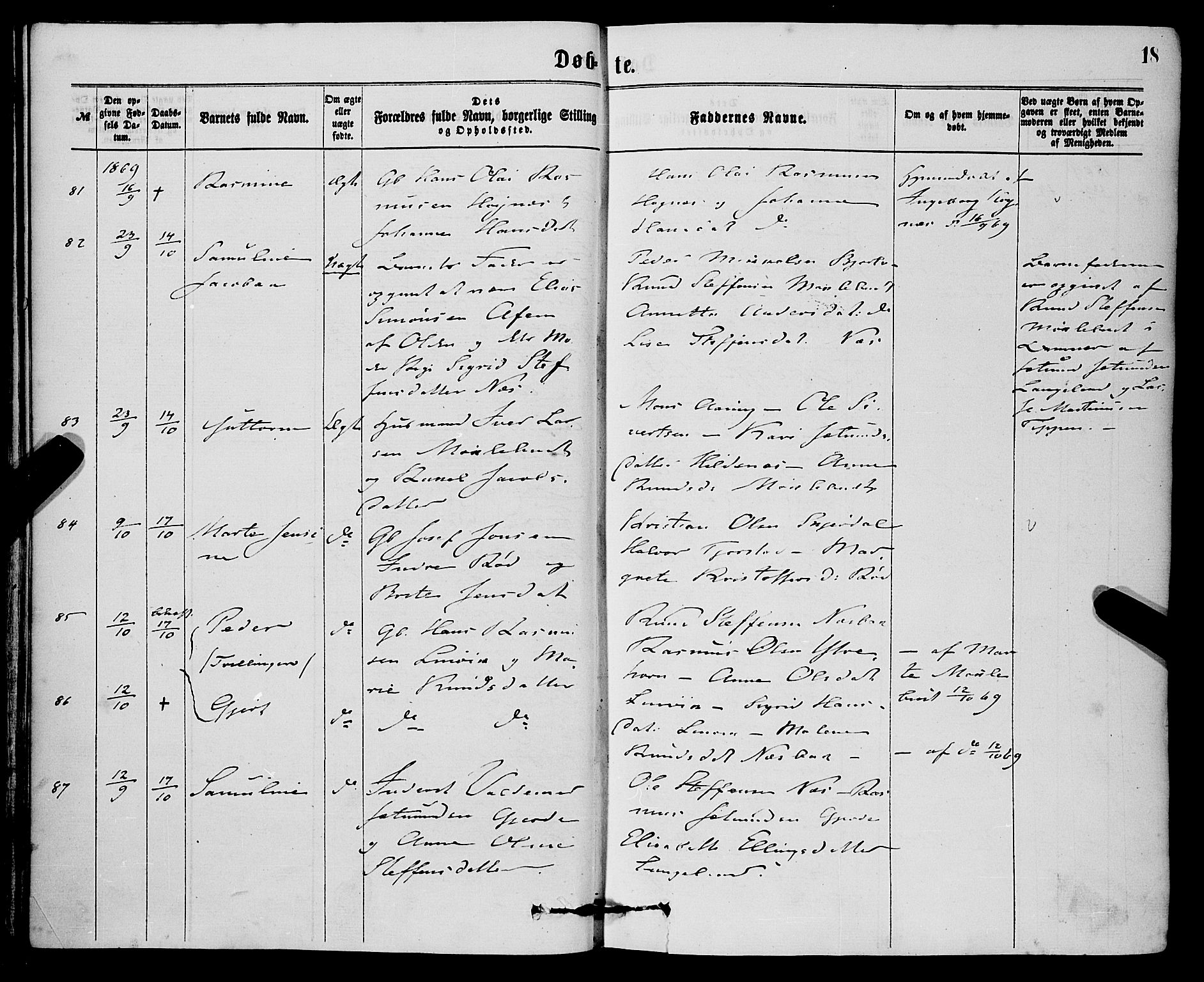 Eid sokneprestembete, AV/SAB-A-82301/H/Haa/Haaa/L0010: Parish register (official) no. A 10, 1867-1878, p. 18