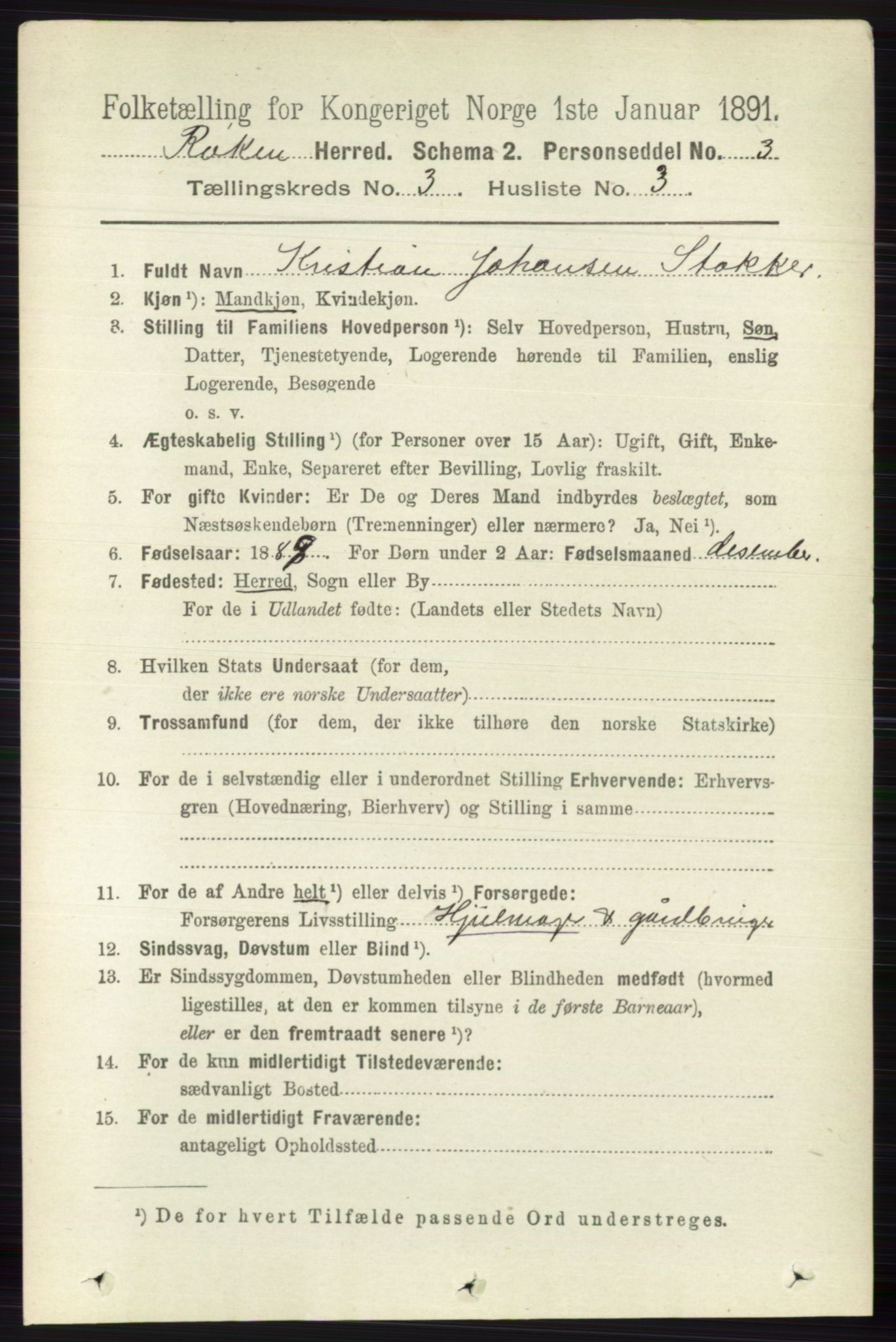 RA, 1891 census for 0627 Røyken, 1891, p. 1209