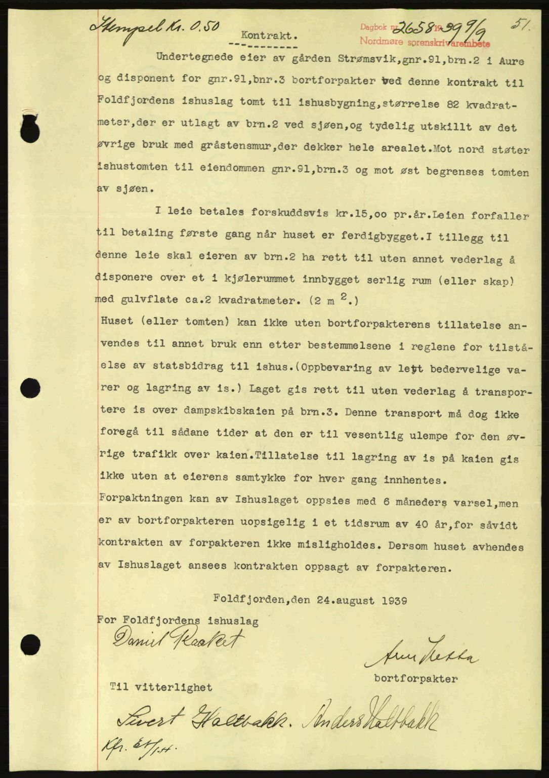 Nordmøre sorenskriveri, AV/SAT-A-4132/1/2/2Ca: Mortgage book no. B86, 1939-1940, Diary no: : 2658/1939