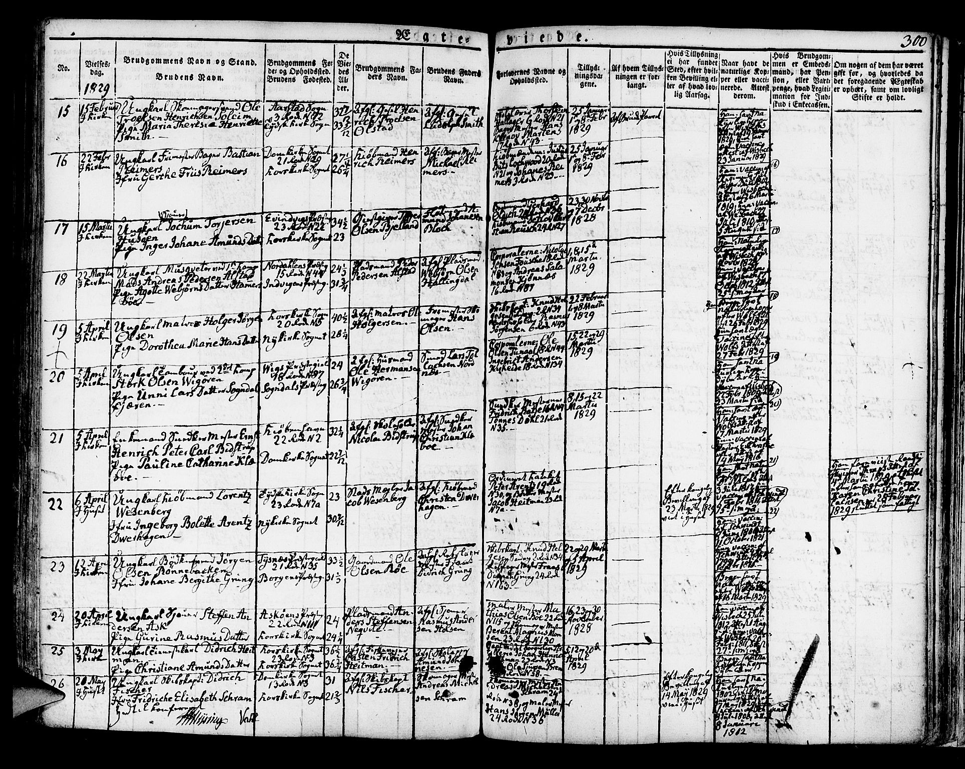 Korskirken sokneprestembete, SAB/A-76101/H/Hab: Parish register (copy) no. A 3, 1821-1831, p. 300