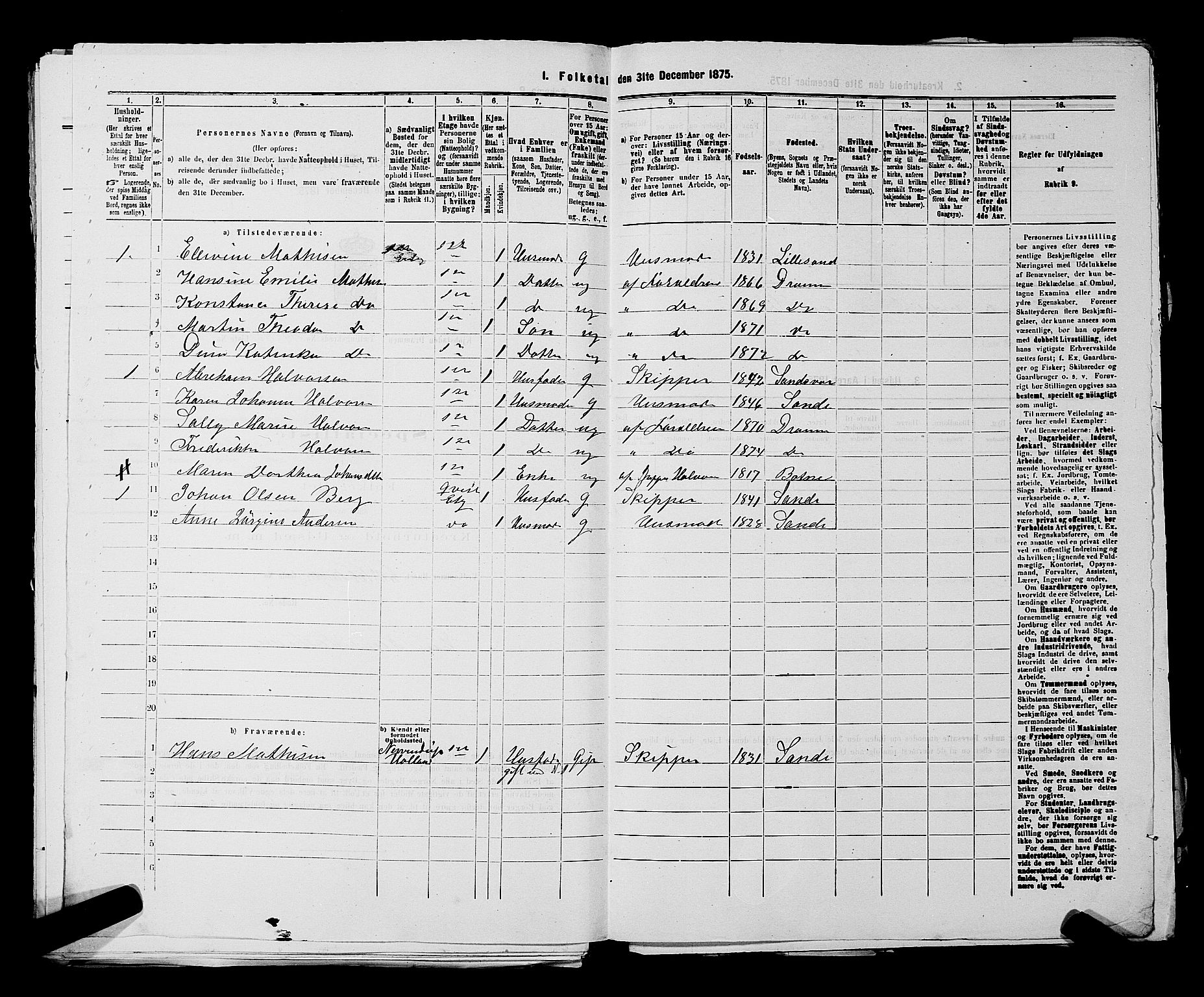 SAKO, 1875 census for 0602 Drammen, 1875, p. 3672