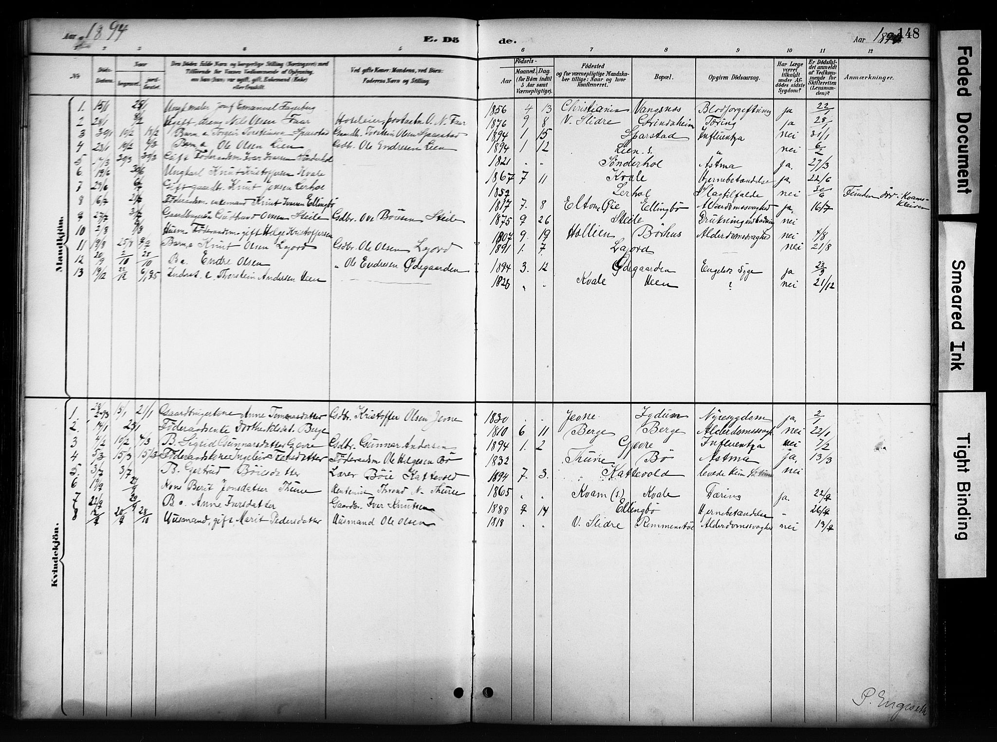 Vang prestekontor, Valdres, AV/SAH-PREST-140/H/Hb/L0006: Parish register (copy) no. 6, 1893-1918, p. 148