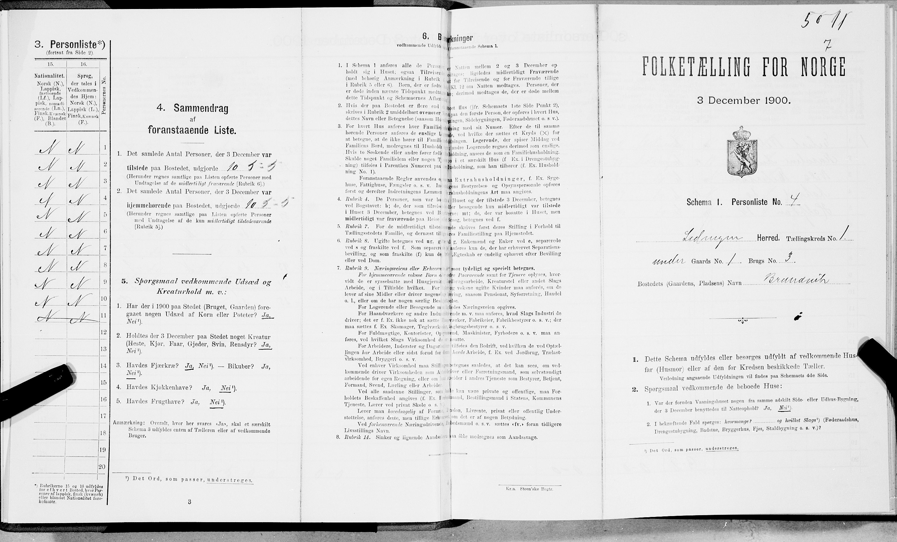 SAT, 1900 census for Ledingen, 1900, p. 18