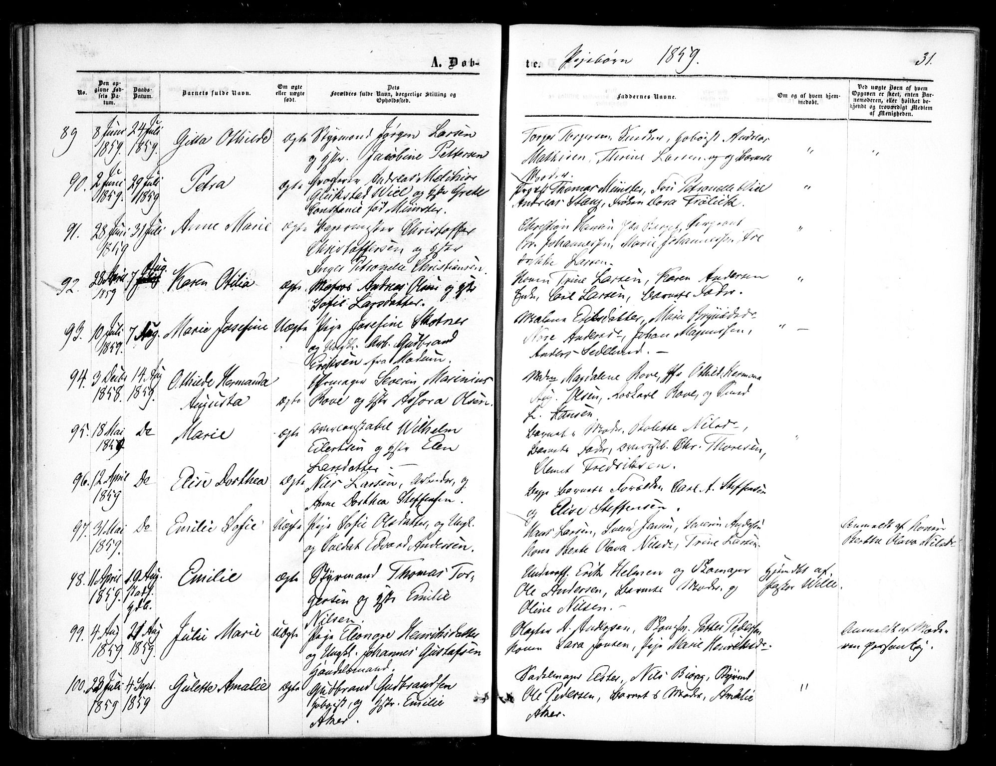 Halden prestekontor Kirkebøker, AV/SAO-A-10909/F/Fa/L0007: Parish register (official) no. I 7, 1857-1865, p. 31