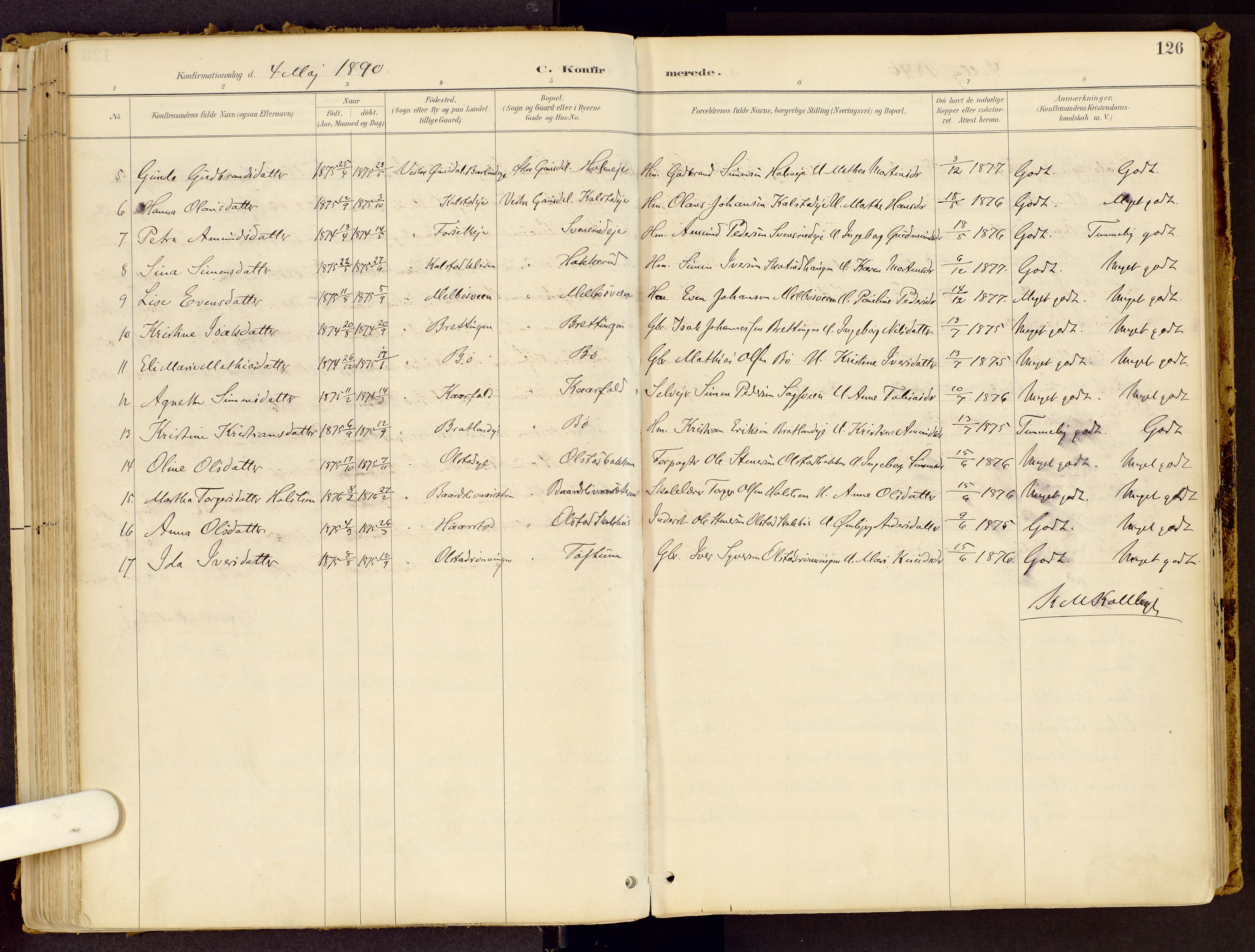 Vestre Gausdal prestekontor, SAH/PREST-094/H/Ha/Haa/L0001: Parish register (official) no. 1, 1887-1914, p. 126