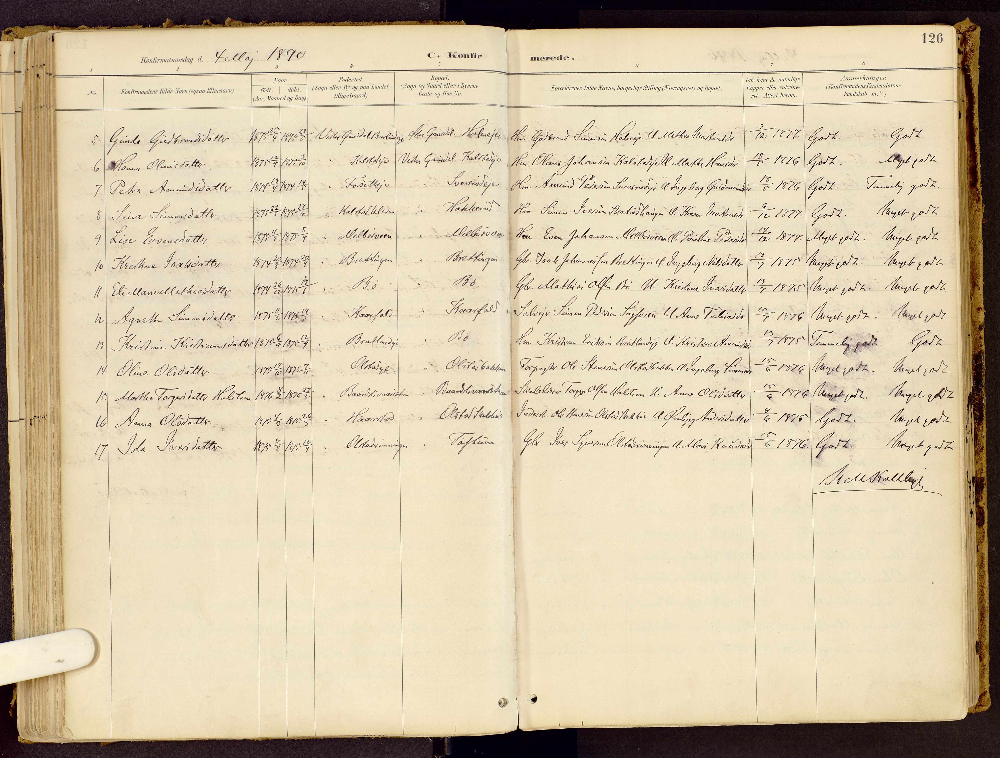 Vestre Gausdal prestekontor, AV/SAH-PREST-094/H/Ha/Haa/L0001: Parish register (official) no. 1, 1887-1914, p. 126