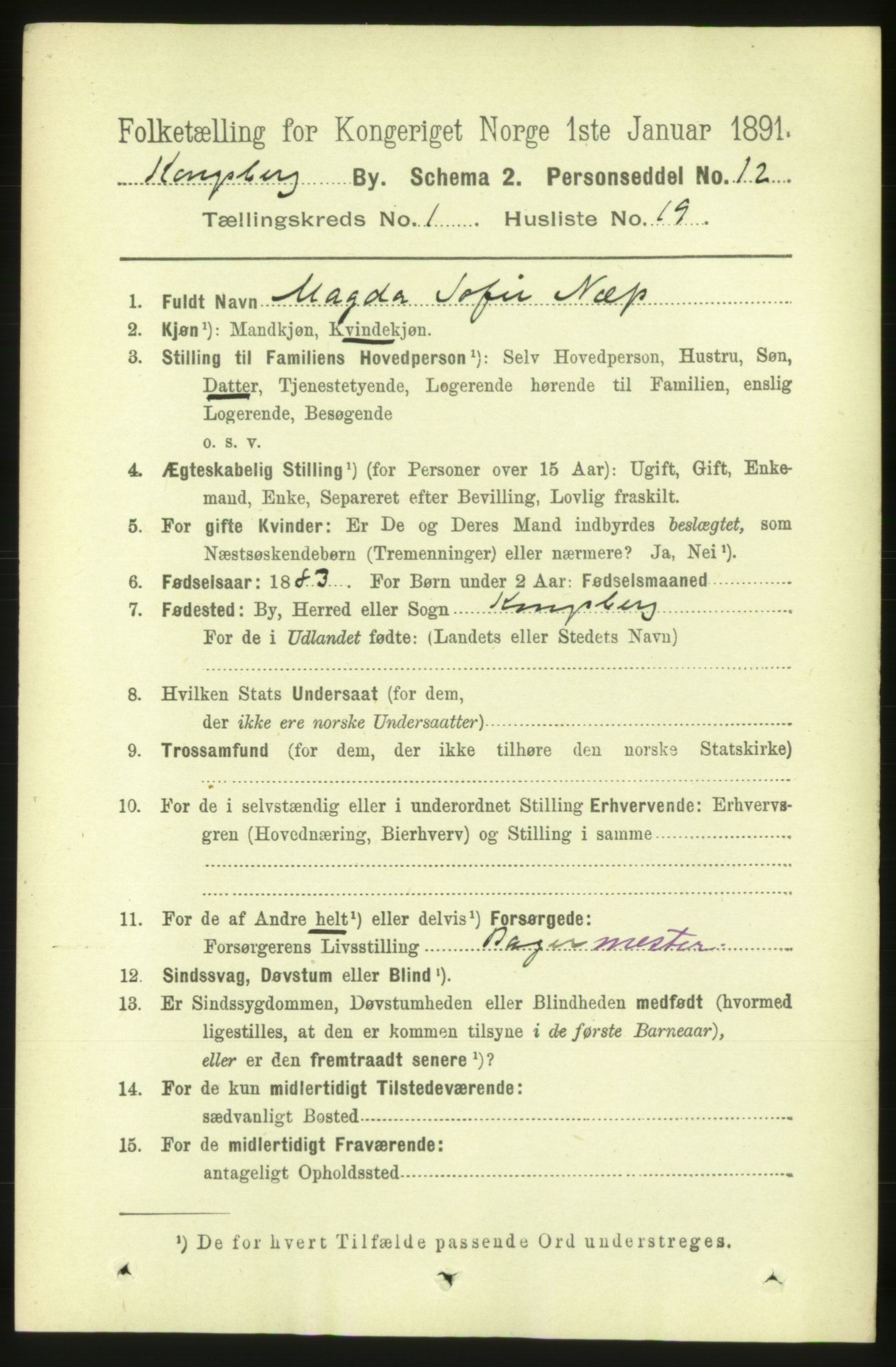 RA, 1891 census for 0604 Kongsberg, 1891, p. 1756