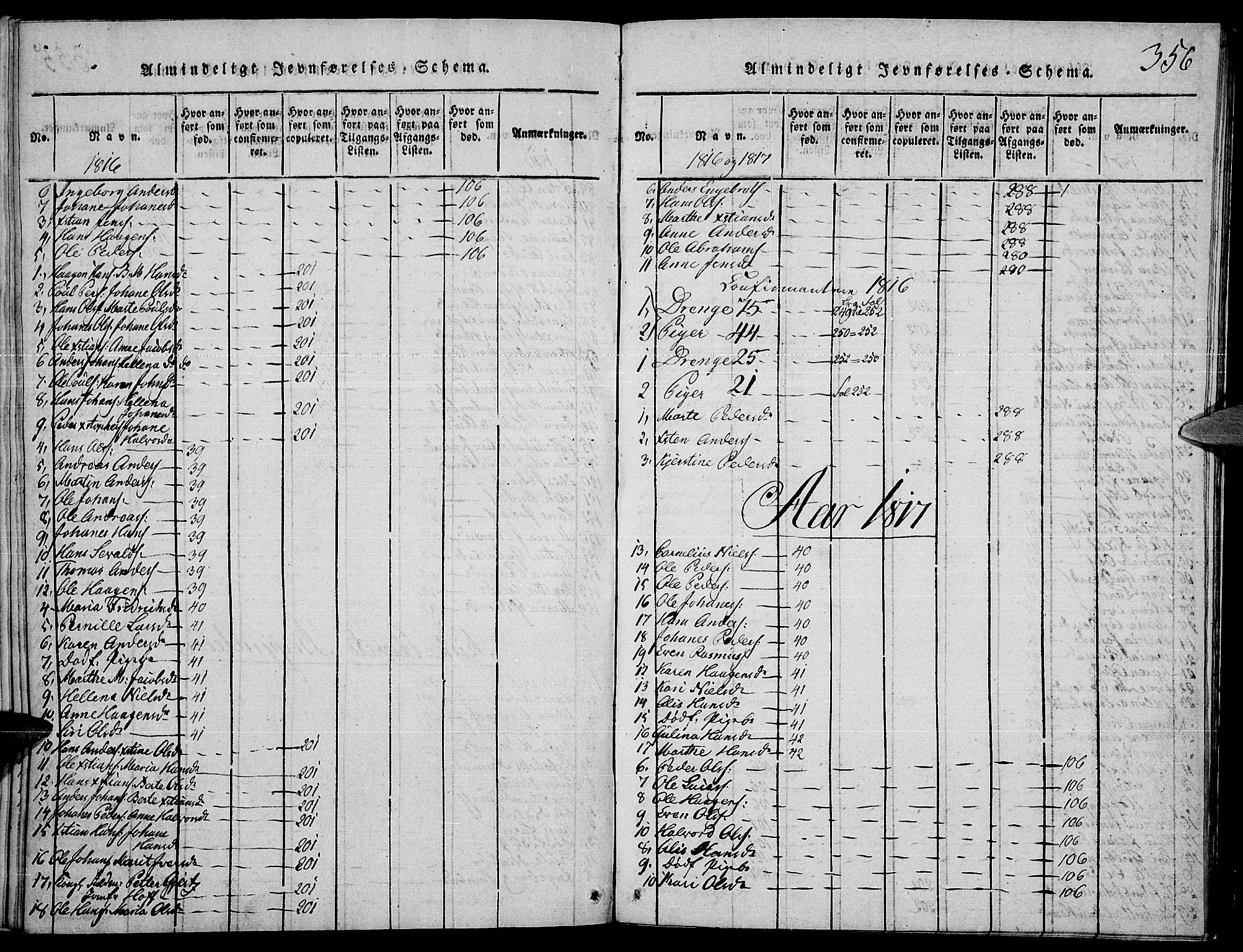 Toten prestekontor, SAH/PREST-102/H/Ha/Haa/L0009: Parish register (official) no. 9, 1814-1820, p. 356