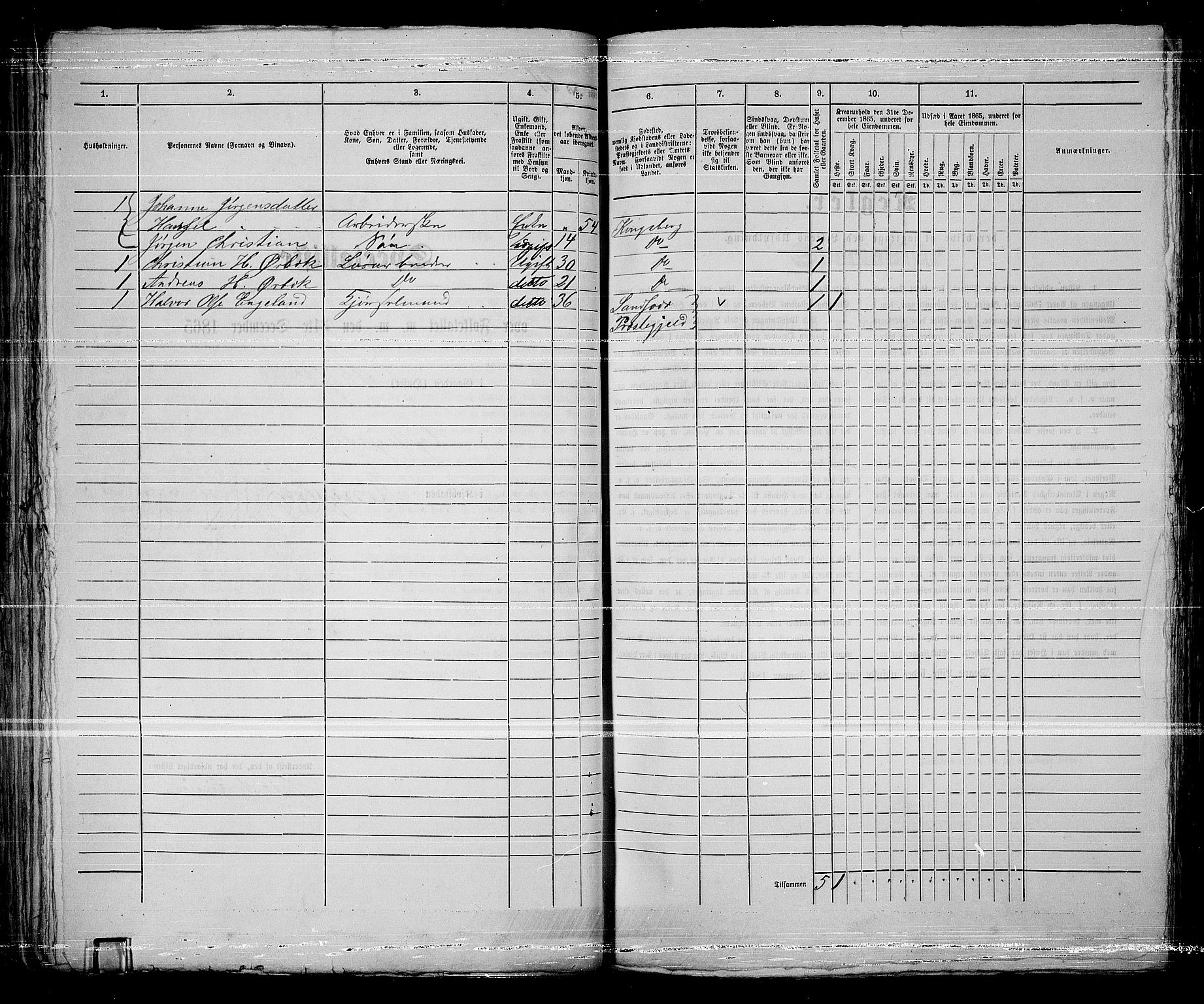 RA, 1865 census for Kongsberg/Kongsberg, 1865, p. 139