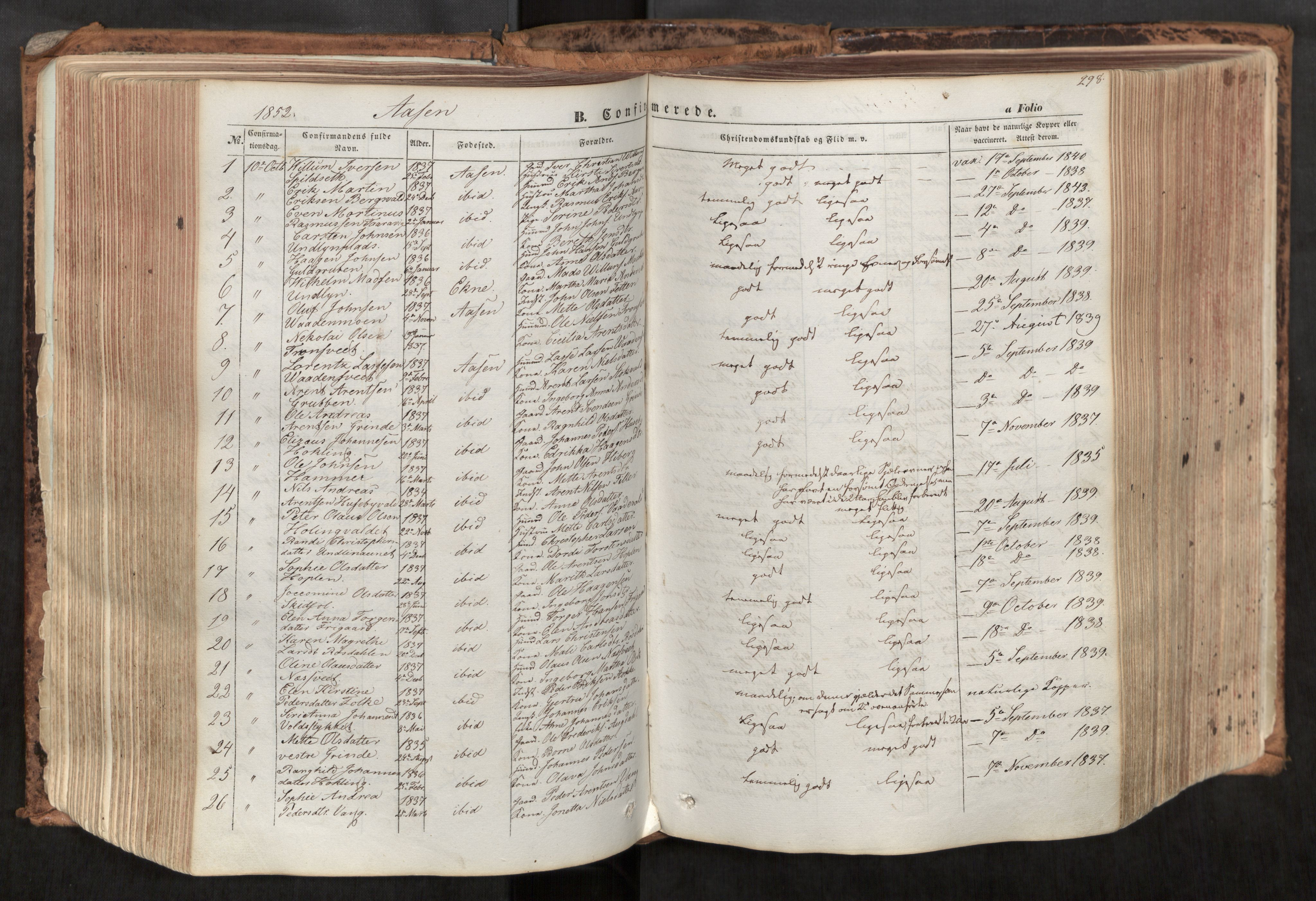 Ministerialprotokoller, klokkerbøker og fødselsregistre - Nord-Trøndelag, SAT/A-1458/713/L0116: Parish register (official) no. 713A07, 1850-1877, p. 298