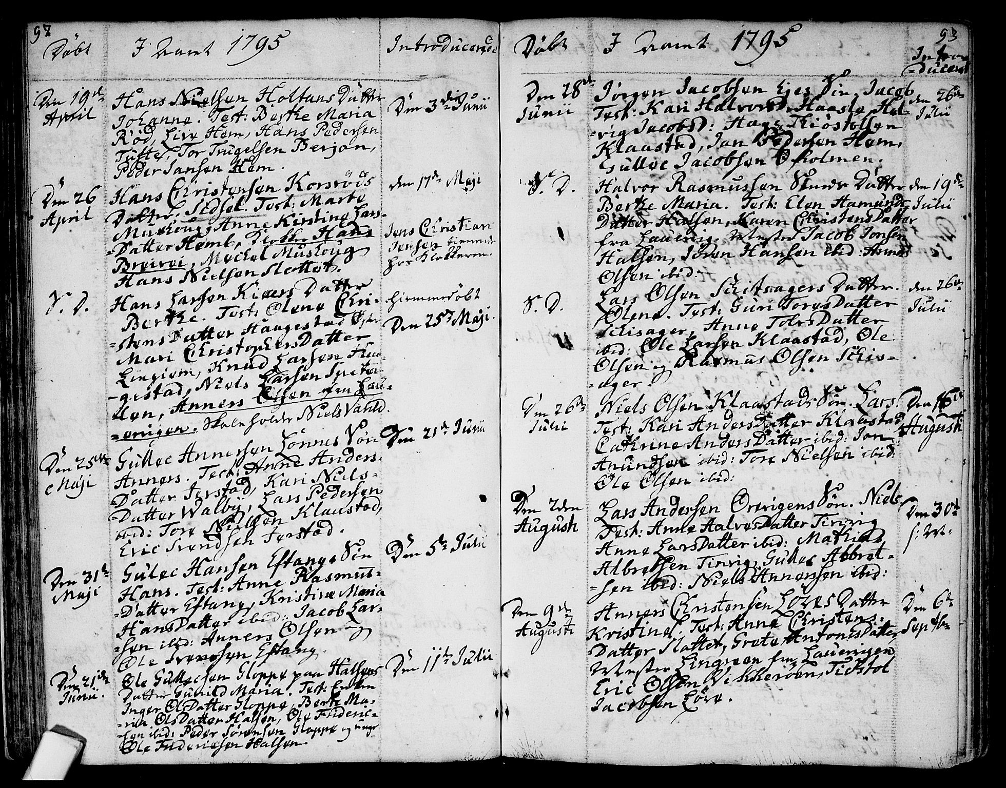 Tjølling kirkebøker, SAKO/A-60/F/Fa/L0004: Parish register (official) no. 4, 1779-1817, p. 92-93