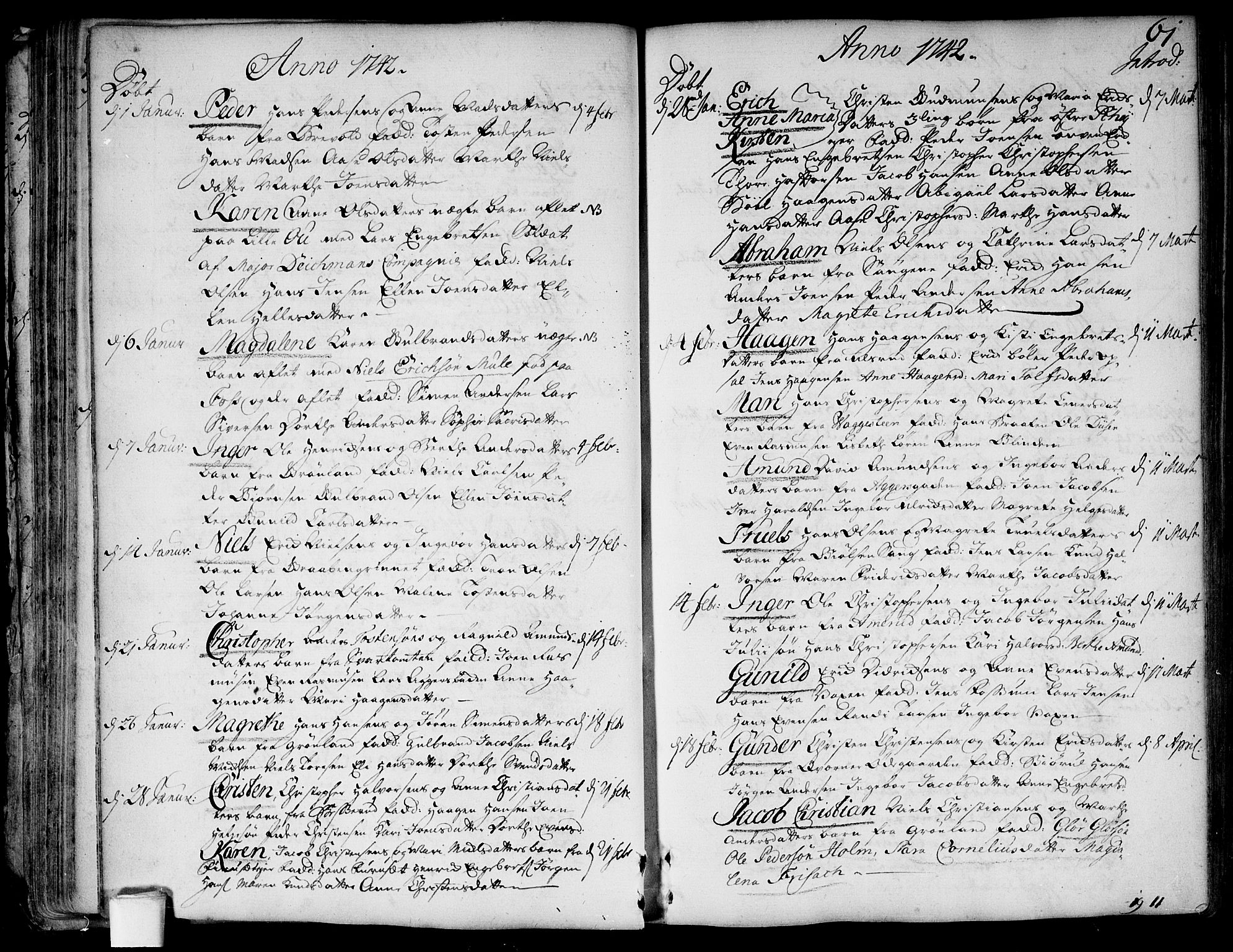 Aker prestekontor kirkebøker, SAO/A-10861/F/L0007: Parish register (official) no. 7, 1734-1748, p. 61