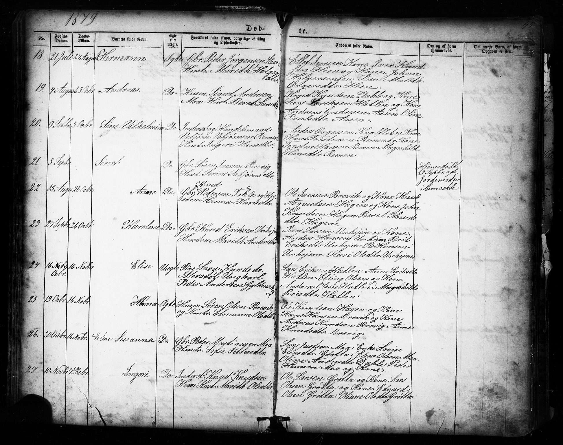 Ministerialprotokoller, klokkerbøker og fødselsregistre - Møre og Romsdal, AV/SAT-A-1454/545/L0588: Parish register (copy) no. 545C02, 1867-1902, p. 45