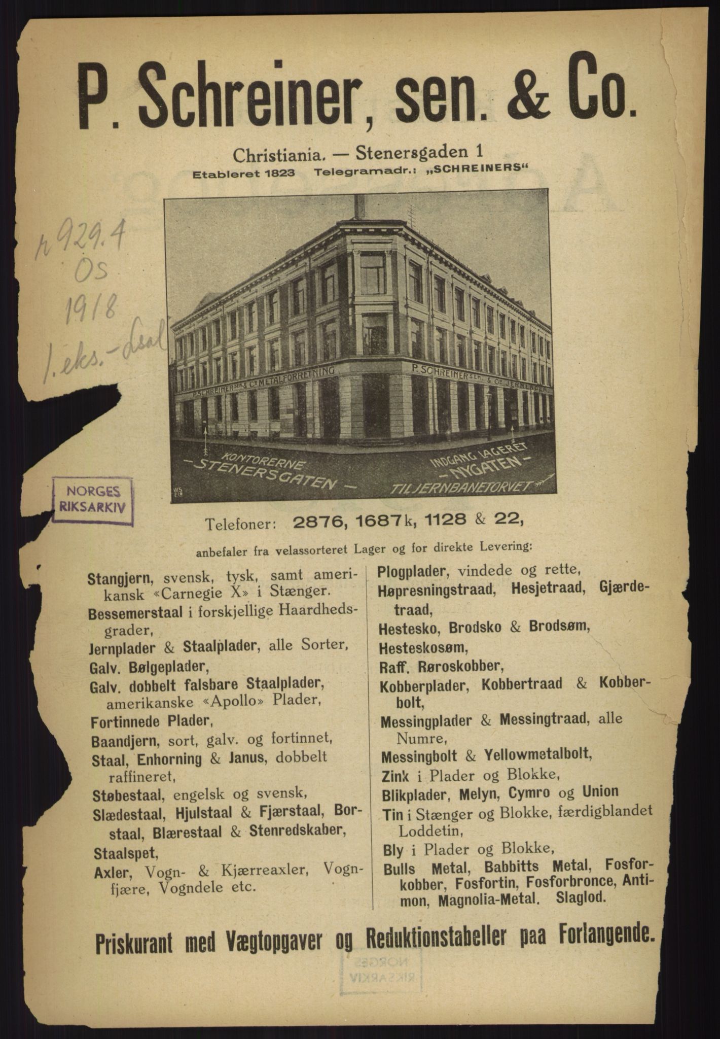 Kristiania/Oslo adressebok, PUBL/-, 1918, p. 19