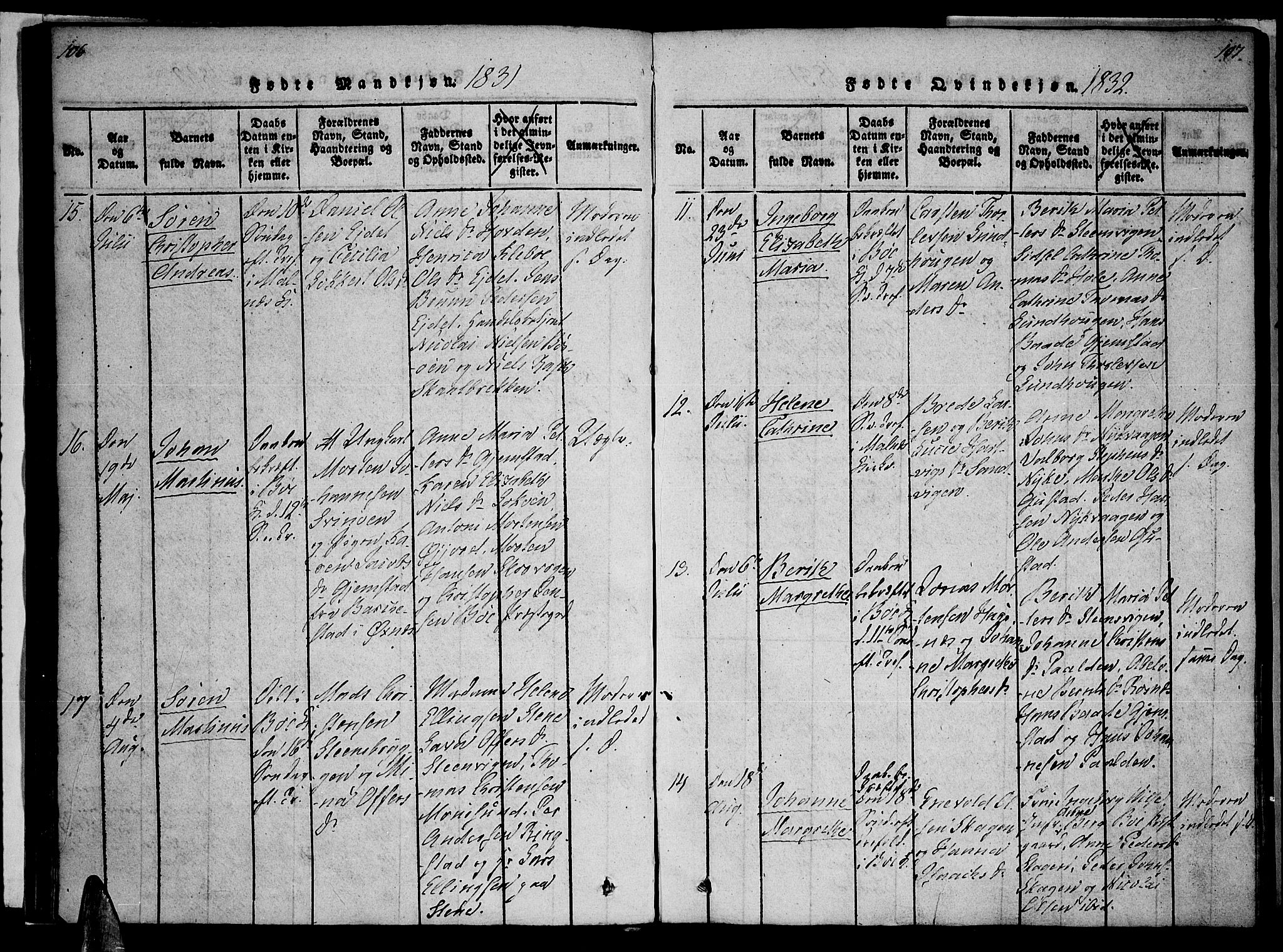 Ministerialprotokoller, klokkerbøker og fødselsregistre - Nordland, SAT/A-1459/891/L1298: Parish register (official) no. 891A03, 1820-1840, p. 106-107