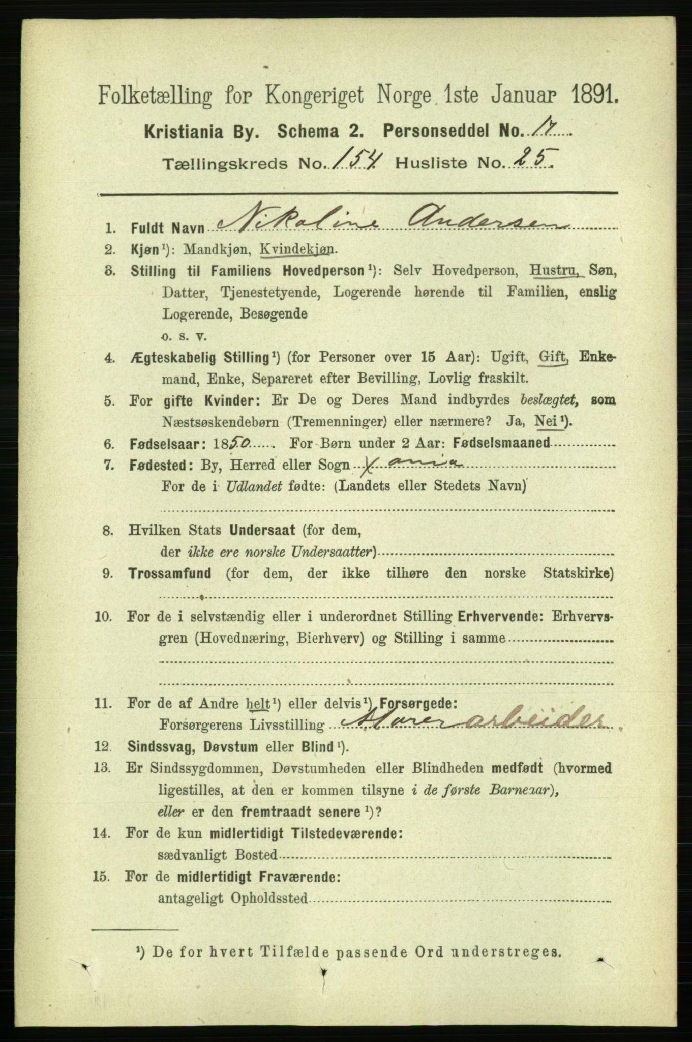 RA, 1891 census for 0301 Kristiania, 1891, p. 88051
