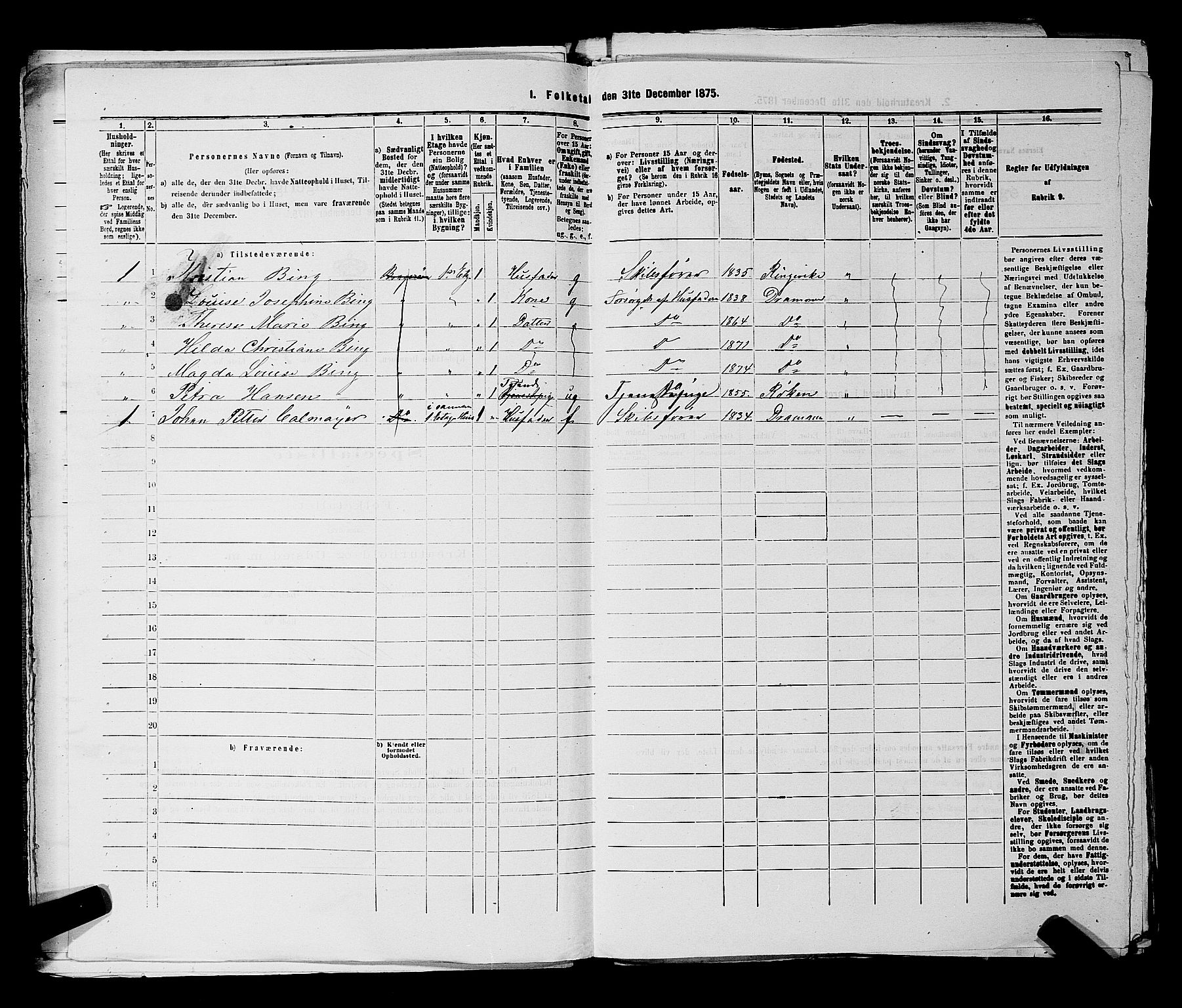 SAKO, 1875 census for 0602 Drammen, 1875, p. 2009