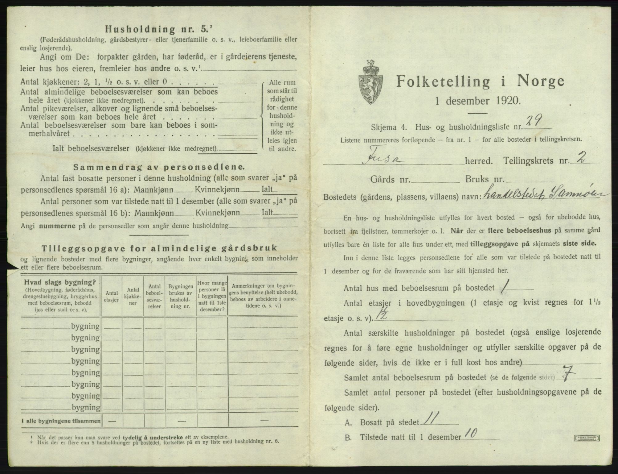 SAB, 1920 census for Fusa, 1920, p. 137