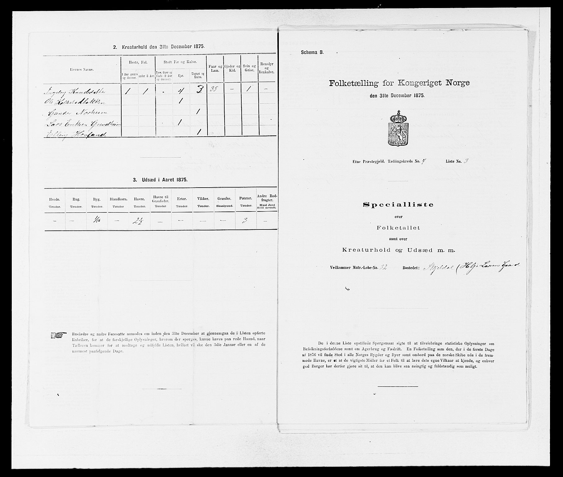 SAB, 1875 census for 1211P Etne, 1875, p. 279