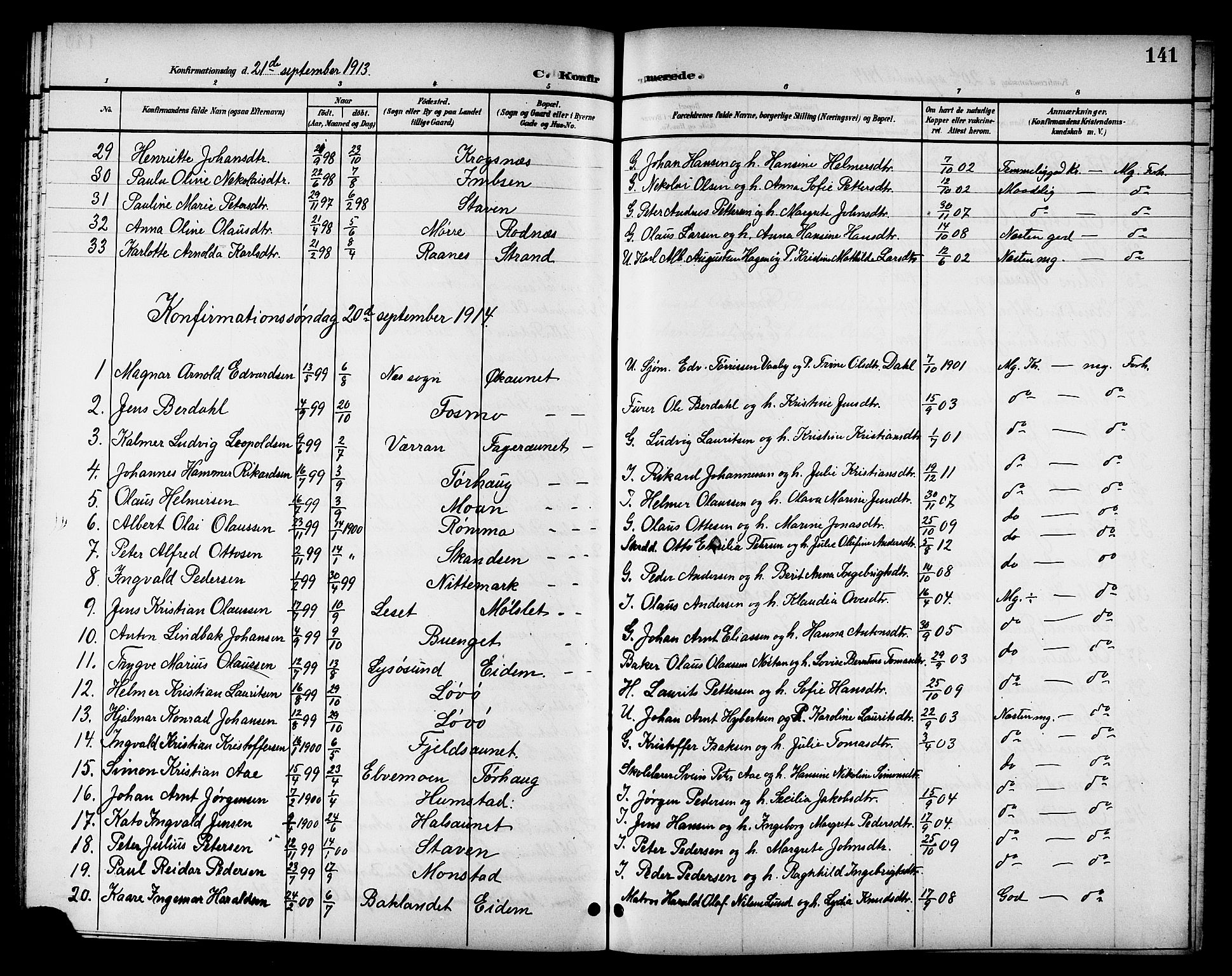 Ministerialprotokoller, klokkerbøker og fødselsregistre - Sør-Trøndelag, AV/SAT-A-1456/655/L0688: Parish register (copy) no. 655C04, 1899-1922, p. 141