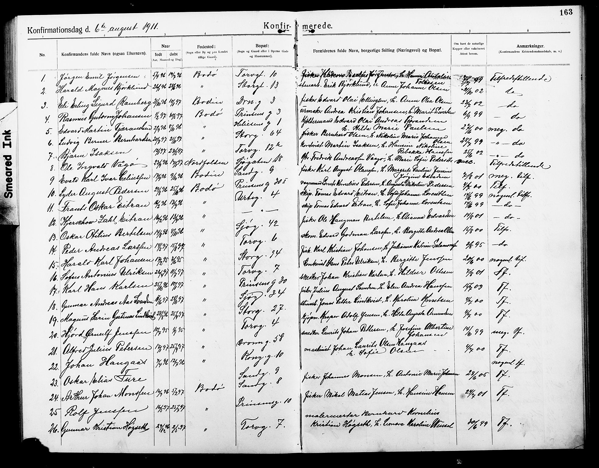 Ministerialprotokoller, klokkerbøker og fødselsregistre - Nordland, SAT/A-1459/801/L0034: Parish register (copy) no. 801C09, 1910-1922, p. 163