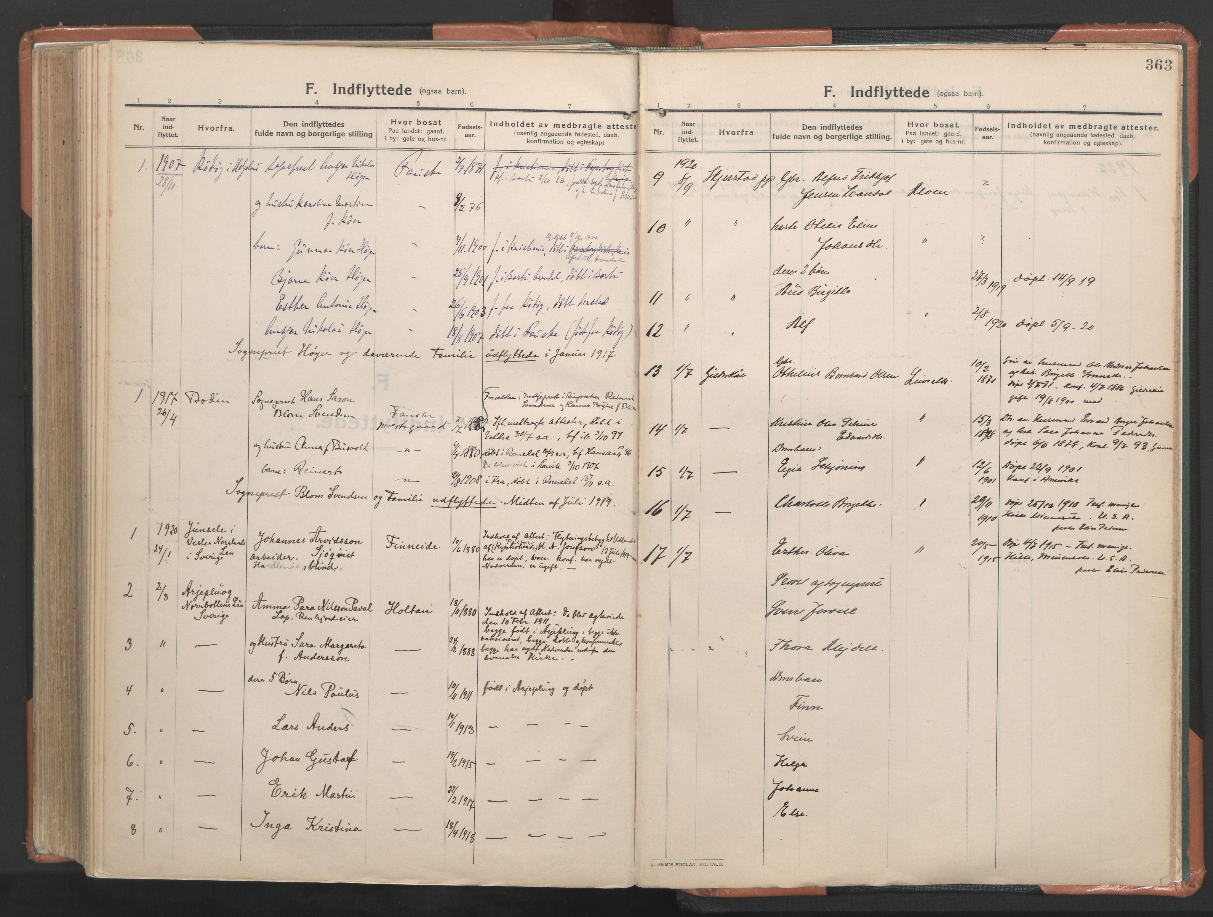 Ministerialprotokoller, klokkerbøker og fødselsregistre - Nordland, SAT/A-1459/849/L0698: Parish register (official) no. 849A09, 1911-1924, p. 363