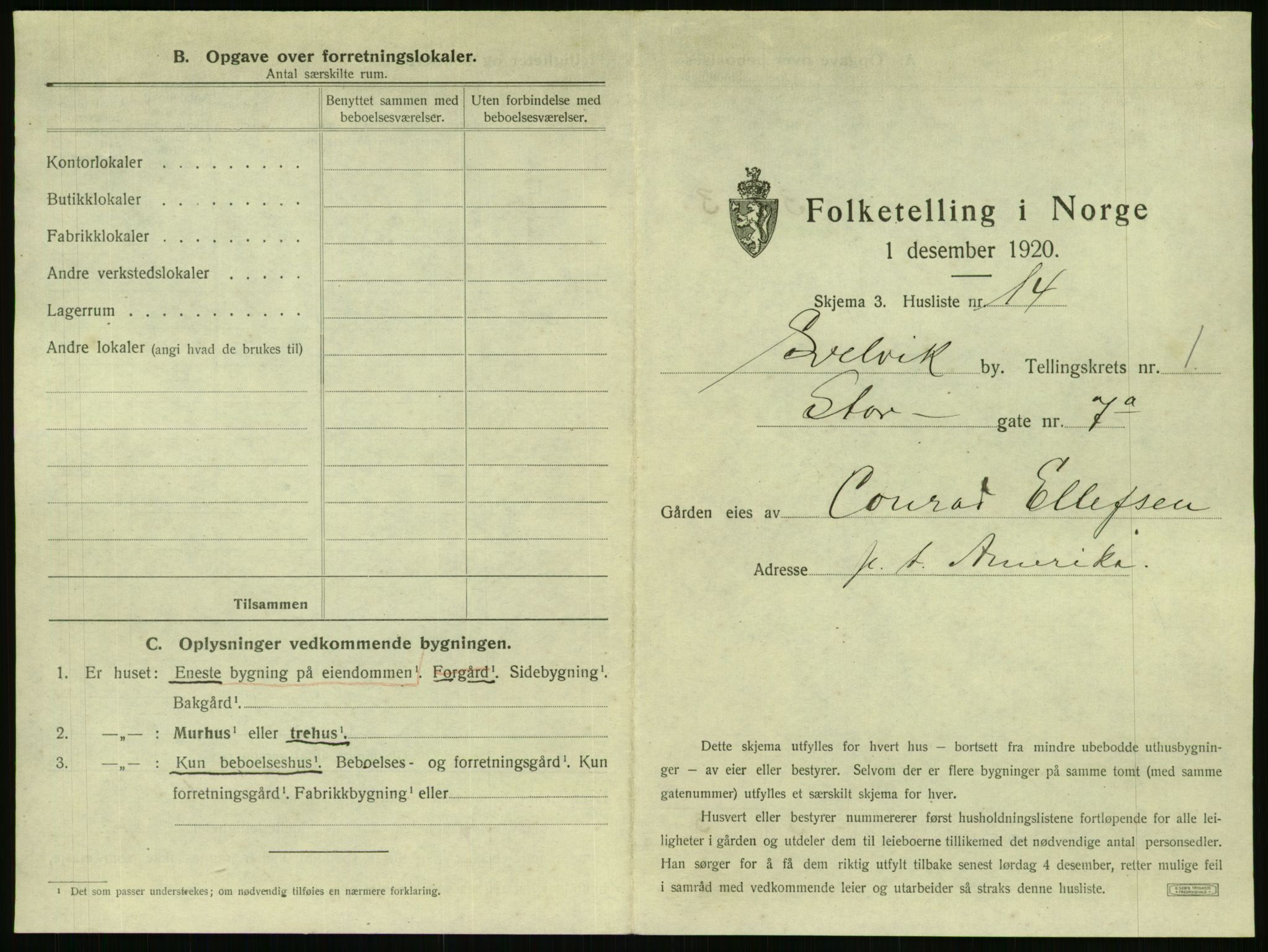 SAKO, 1920 census for Svelvik, 1920, p. 43