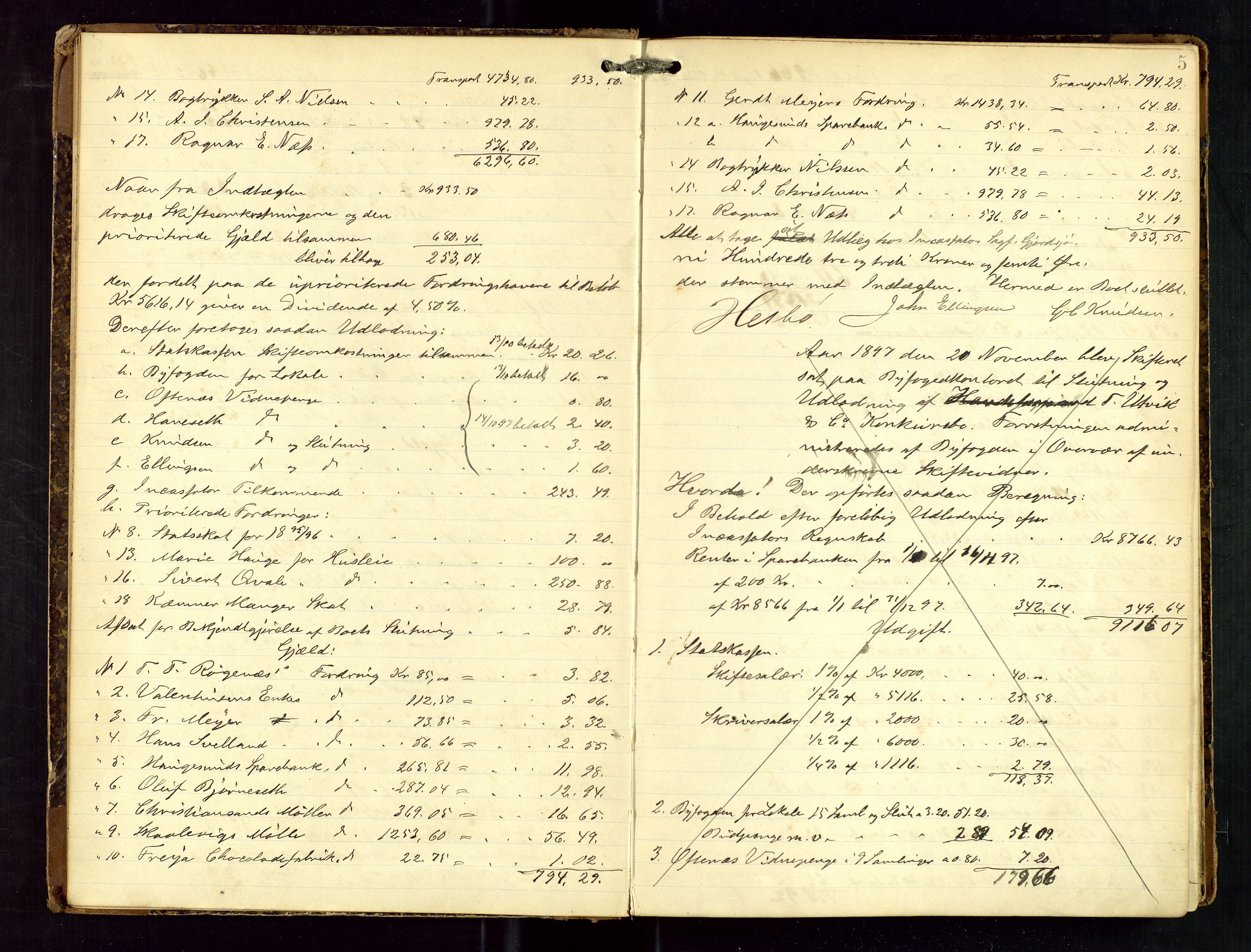 Haugesund tingrett, AV/SAST-A-101415/01/IV/IVD/L0001: Skifteutlodningsprotokoll, med register, 1897-1904, p. 4b-5a