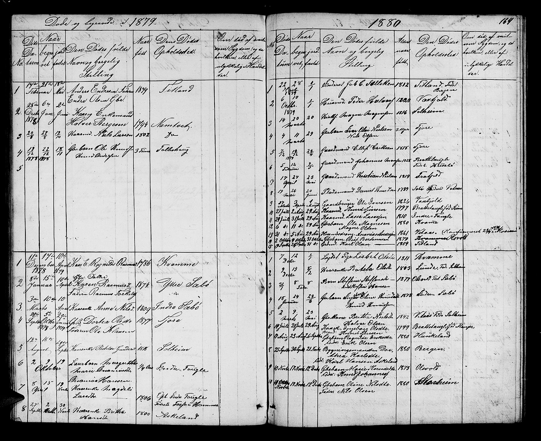 Manger sokneprestembete, SAB/A-76801/H/Hab: Parish register (copy) no. D 1, 1859-1882, p. 164